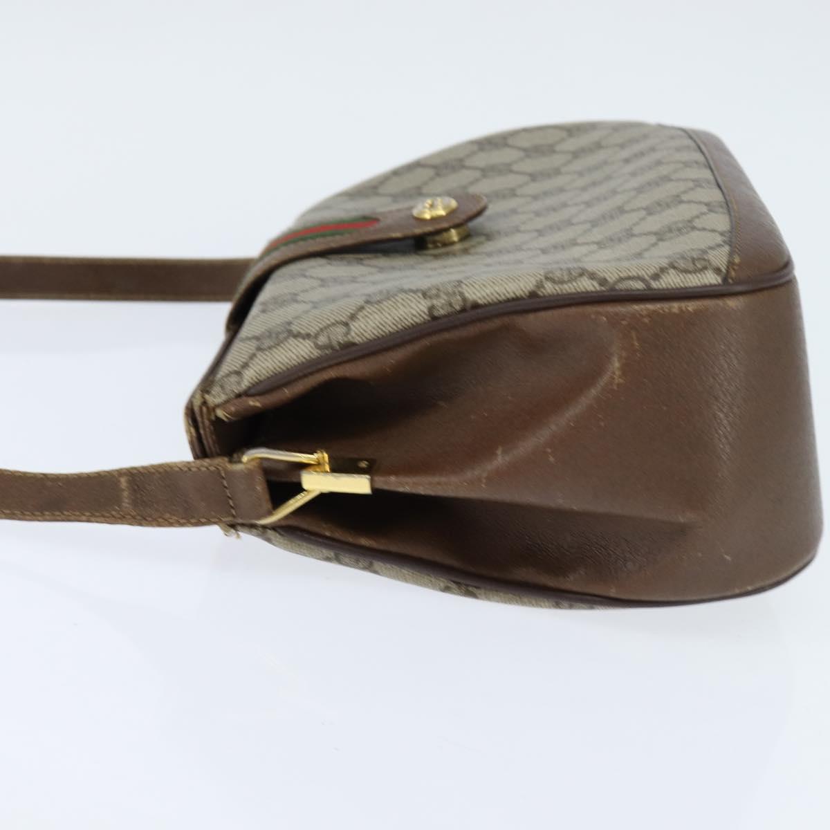 GUCCI GG Supreme Web Sherry Line Bag PVC Beige Gold 116 02 076 Auth 148812