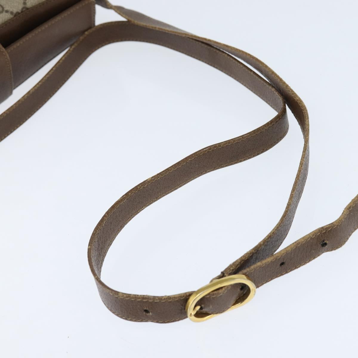 GUCCI GG Supreme Web Sherry Line Bag PVC Beige Gold 116 02 076 Auth 148812