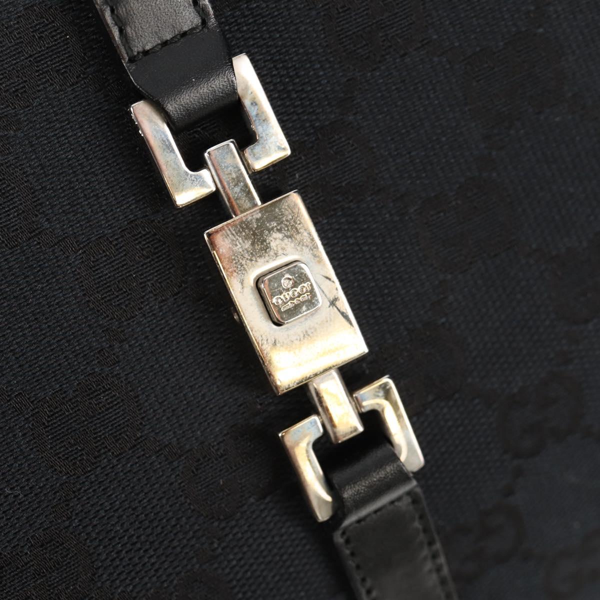 GUCCI GG Canvas Jackie Shoulder Bag Black Silver 002 1073 1781 Auth 148814V