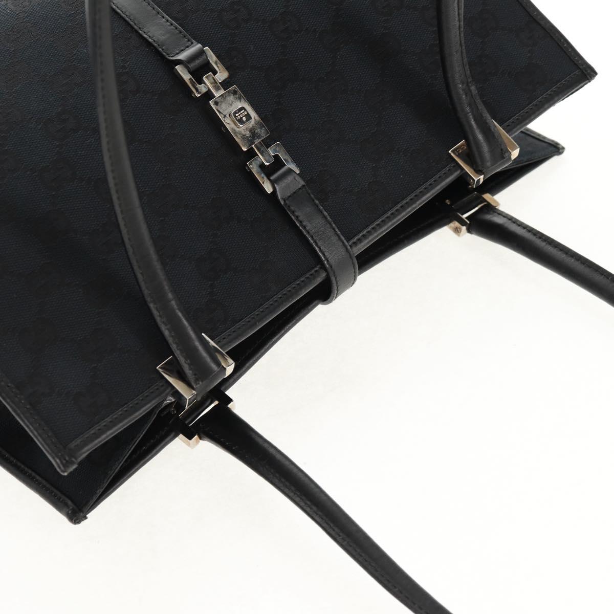 GUCCI GG Canvas Jackie Shoulder Bag Black Silver 002 1073 1781 Auth 148814V