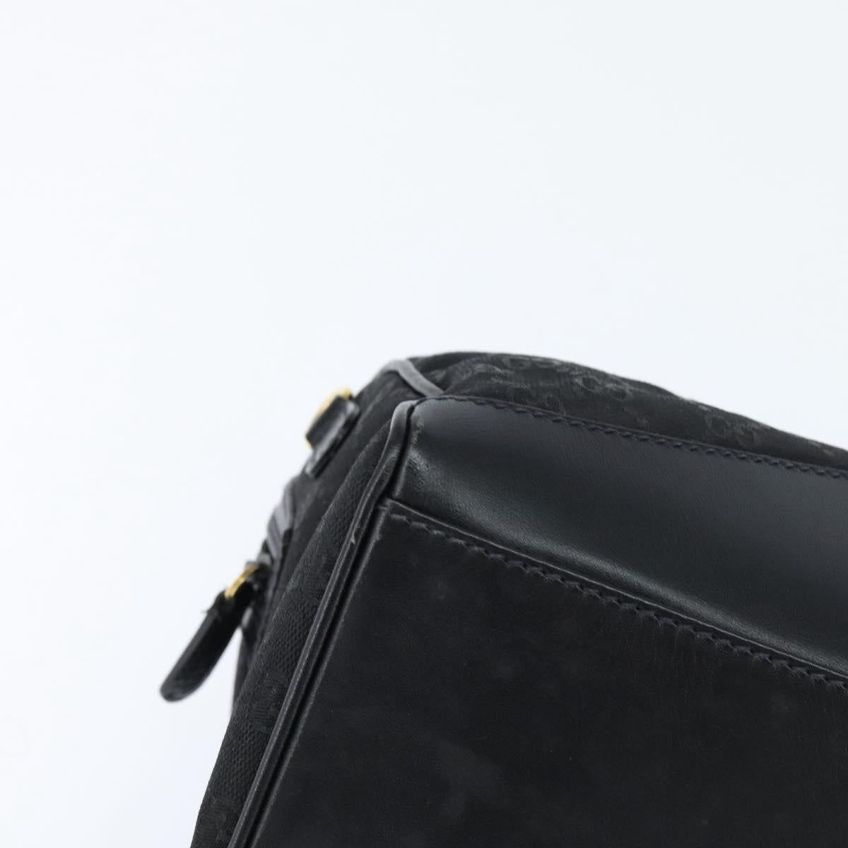 GUCCI GG Canvas Boston Bag Black Gold Auth 148818