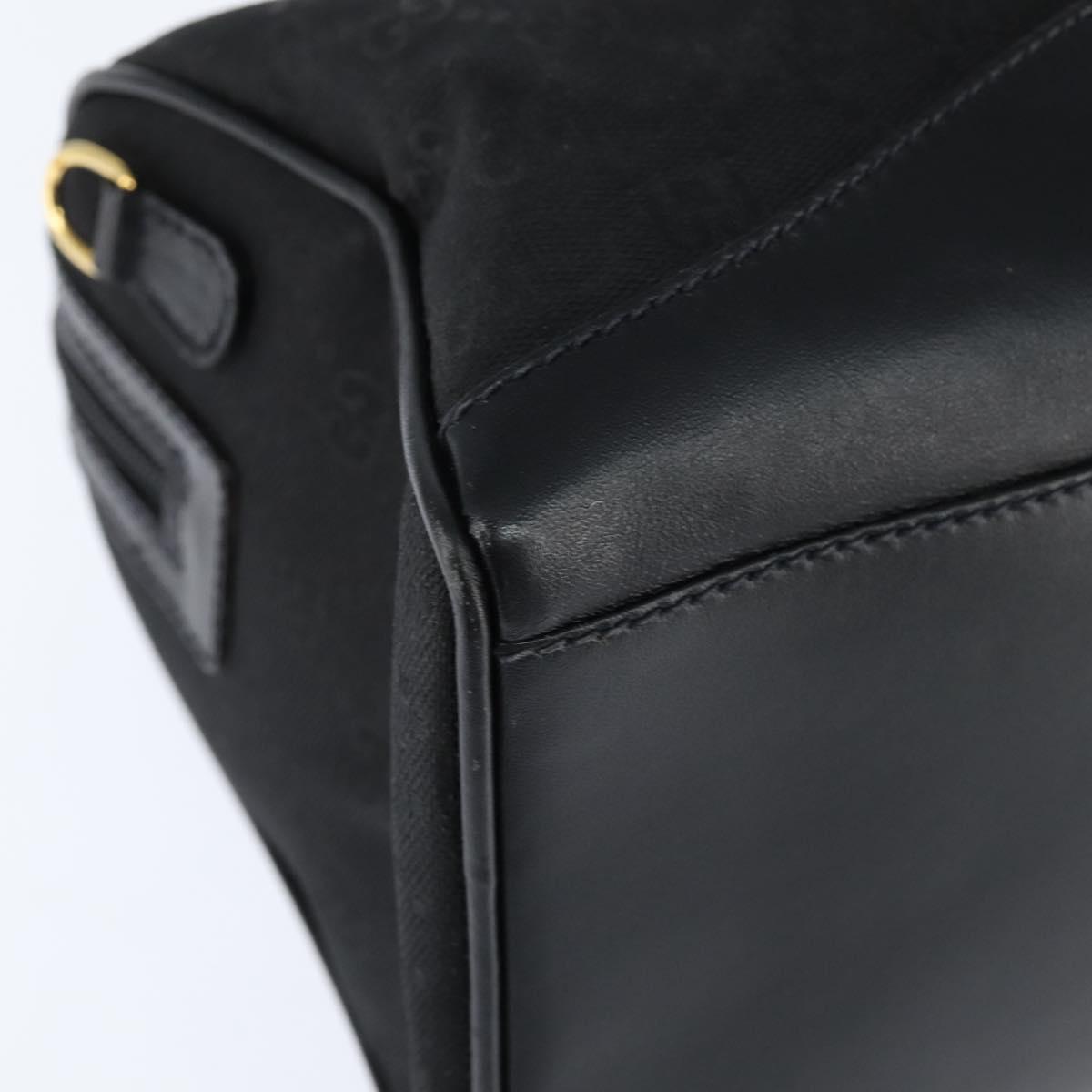 GUCCI GG Canvas Boston Bag Black Gold Auth 148818