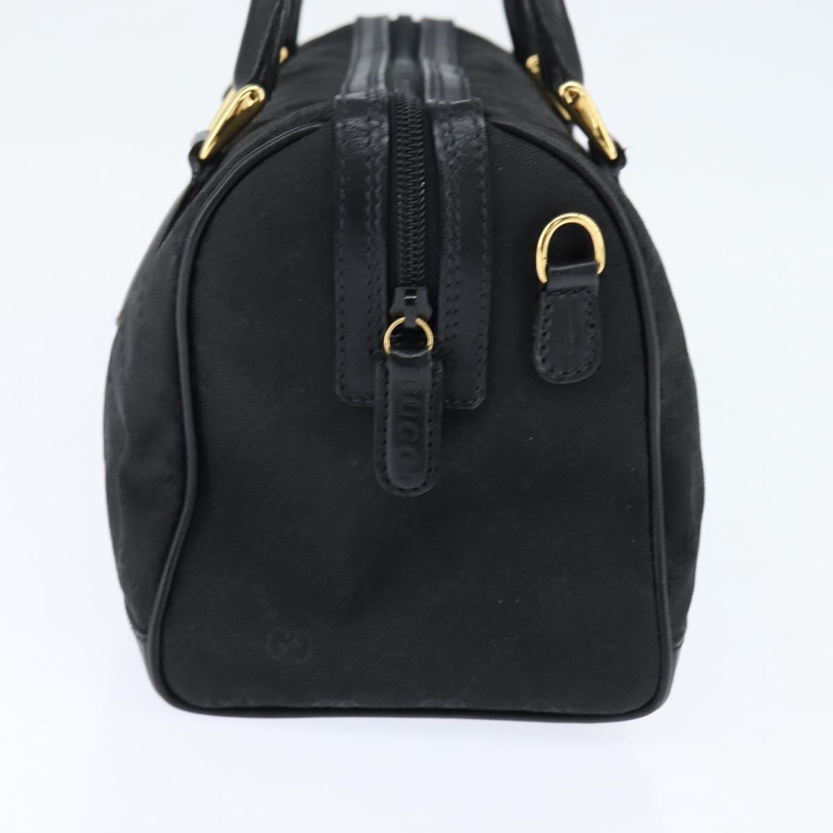 GUCCI GG Canvas Boston Bag Black Gold Auth 148818