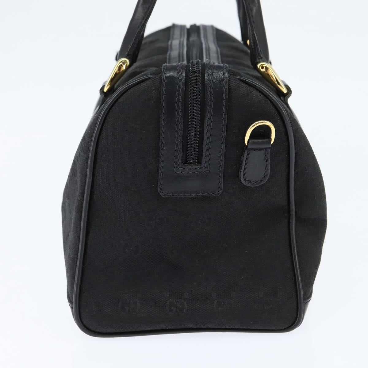 GUCCI GG Canvas Boston Bag Black Gold Auth 148818