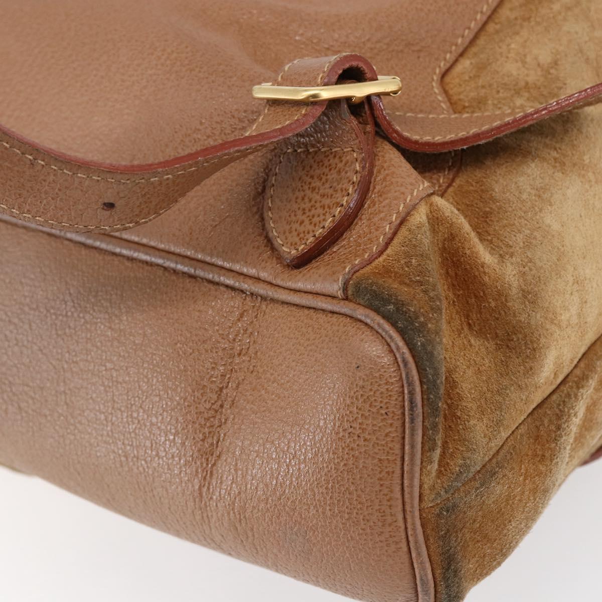 GUCCI Bamboo Backpack Suede Brown Gold 003 2058 0016 Auth 148819