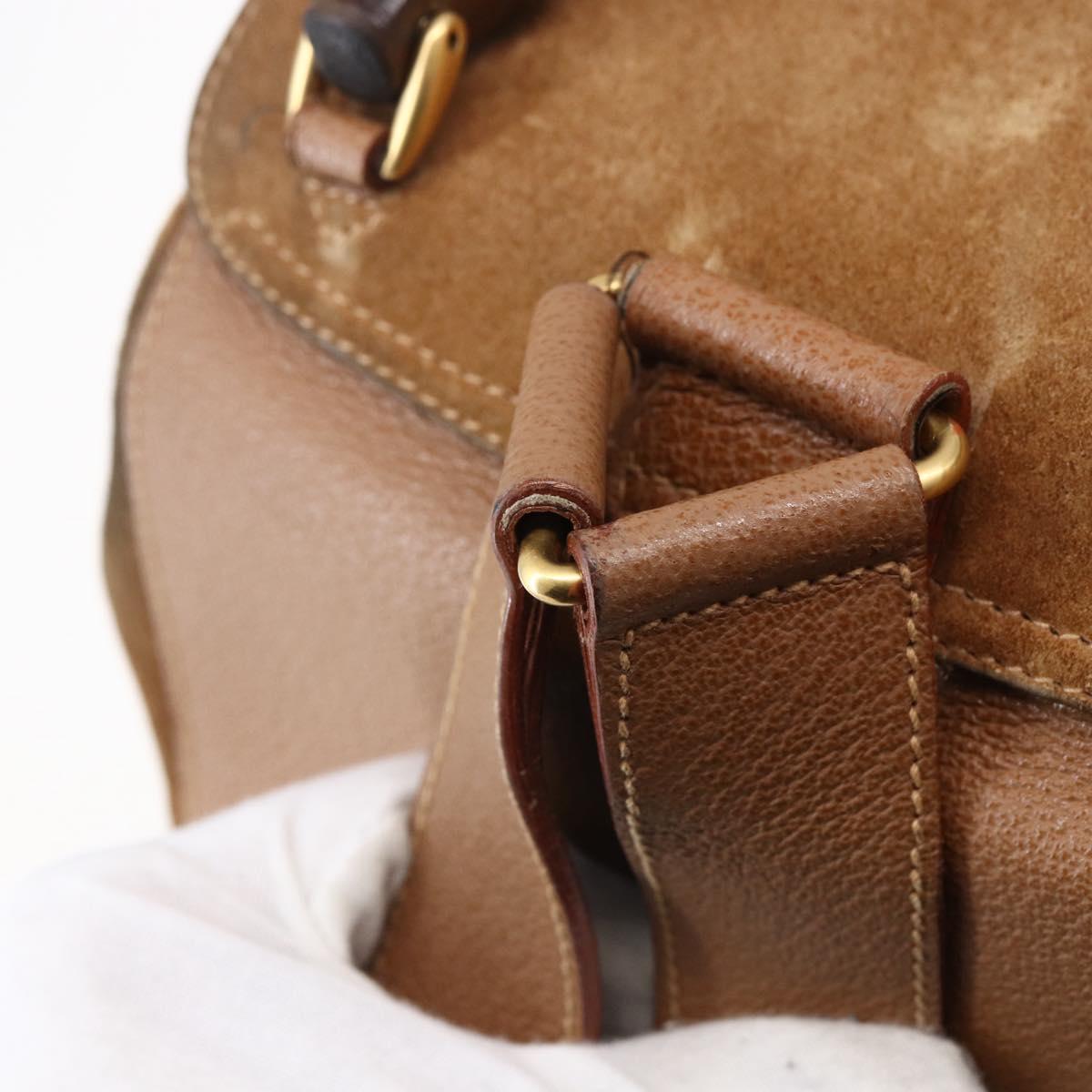 GUCCI Bamboo Backpack Suede Brown Gold 003 2058 0016 Auth 148819