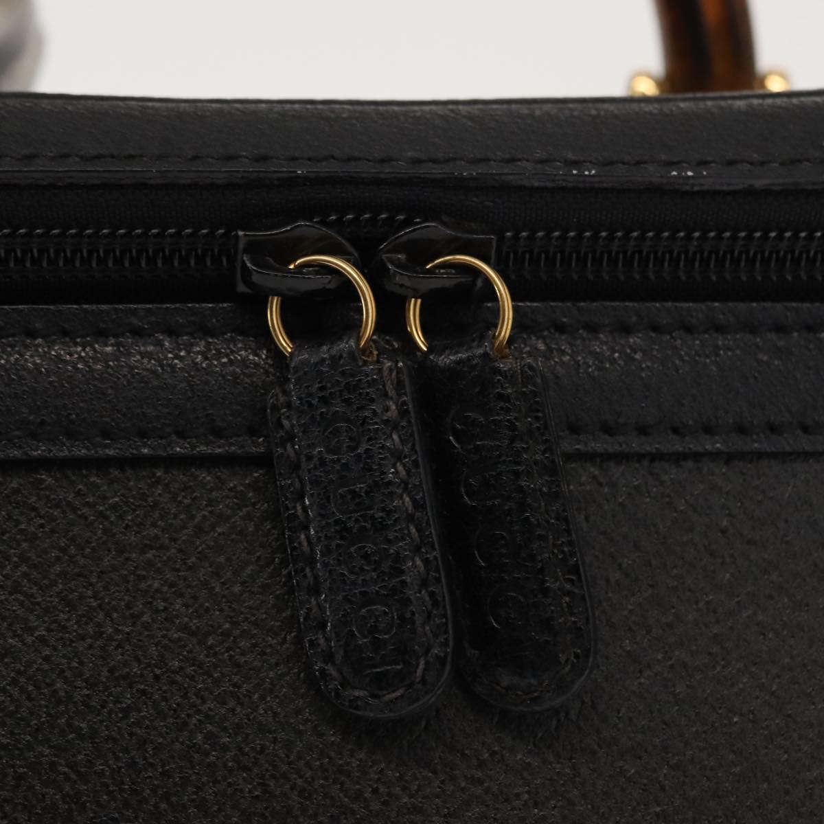 GUCCI Bamboo Vanity Hand Bag Leather Navy Gold 013 122 2491 Auth 148821