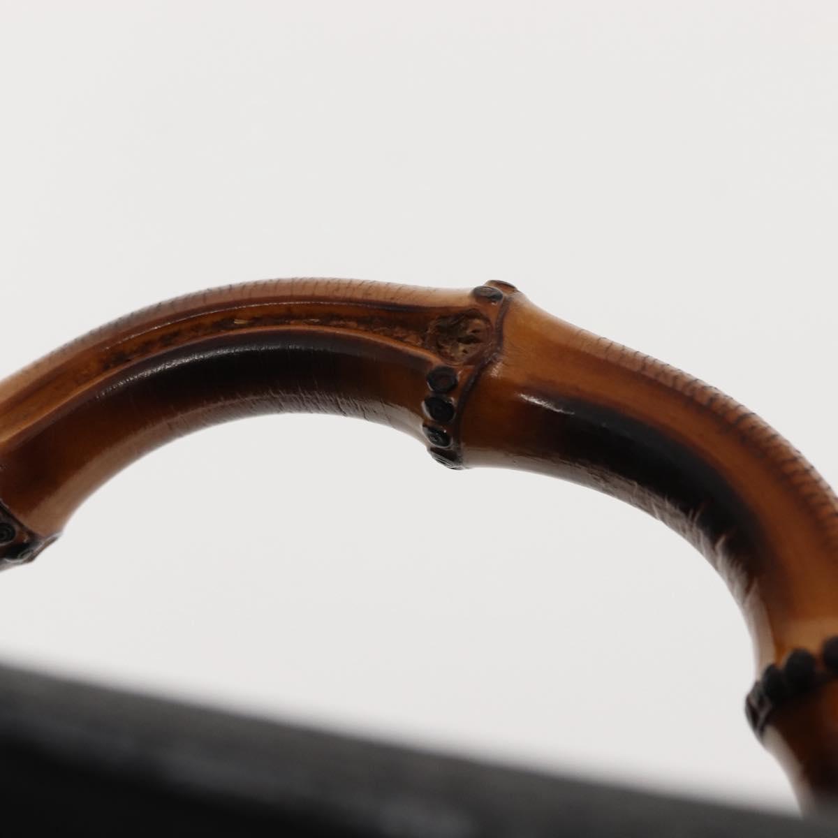 GUCCI Bamboo Vanity Hand Bag Leather Navy Gold 013 122 2491 Auth 148821