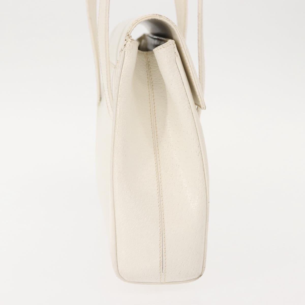 GUCCI Hand Bag Leather White Gold Auth 148822