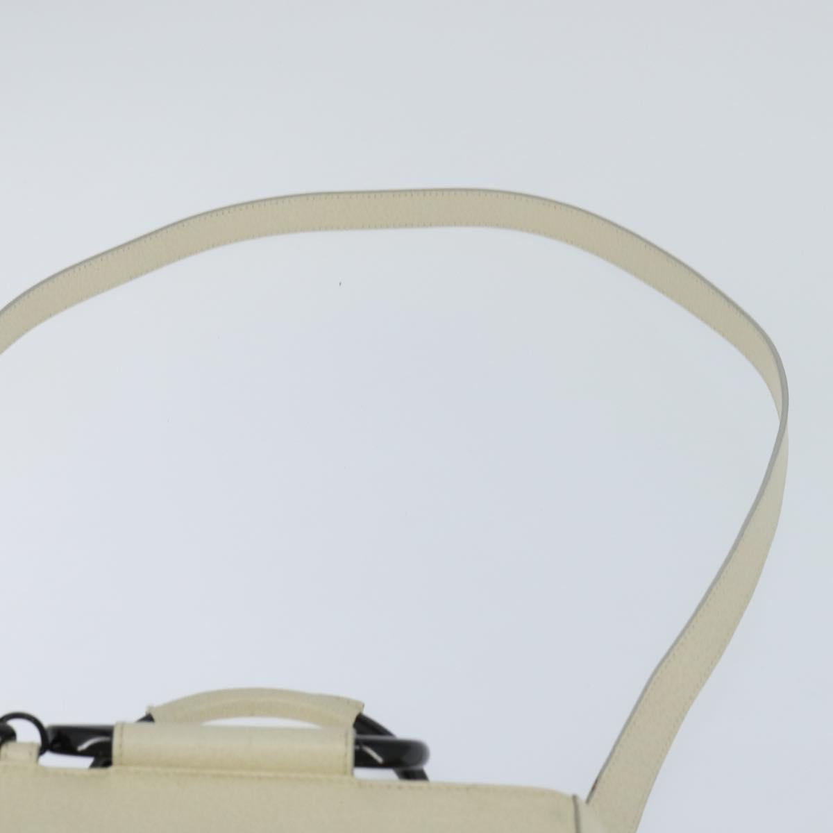 GUCCI Hand Bag Leather 2way White Auth 148823