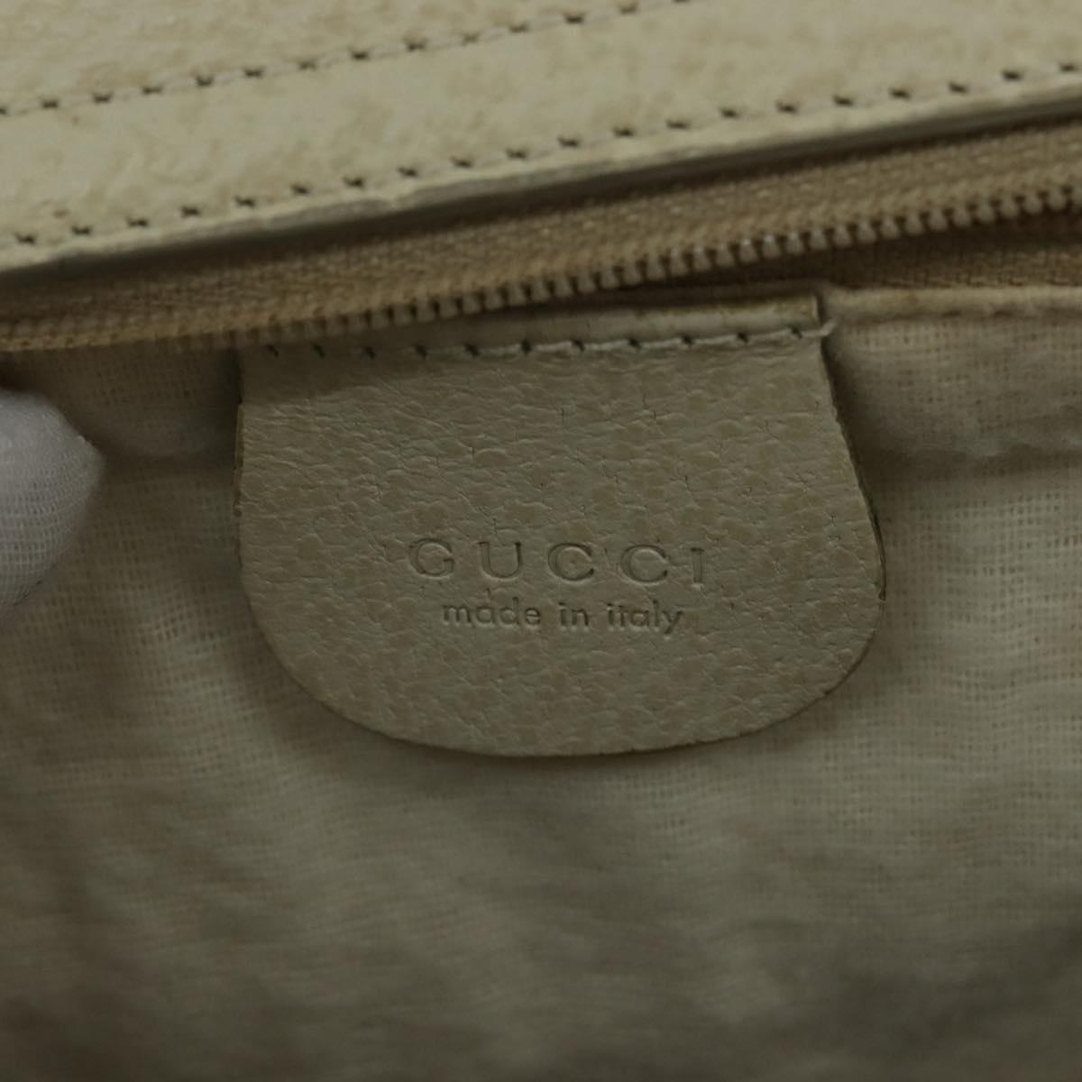 GUCCI Hand Bag Leather 2way White Auth 148823