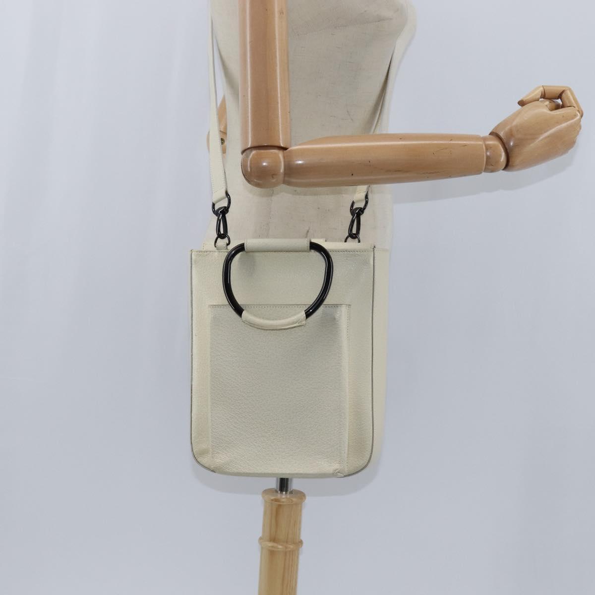 GUCCI Hand Bag Leather 2way White Auth 148823