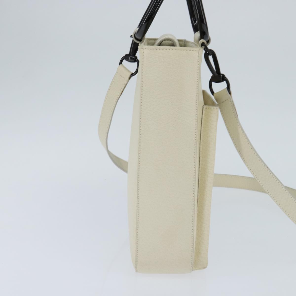 GUCCI Hand Bag Leather 2way White Auth 148823