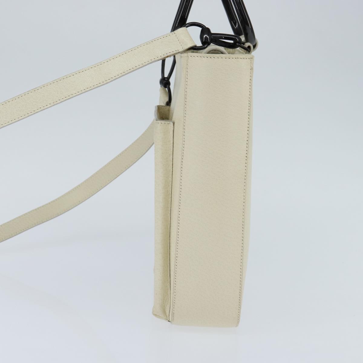 GUCCI Hand Bag Leather 2way White Auth 148823