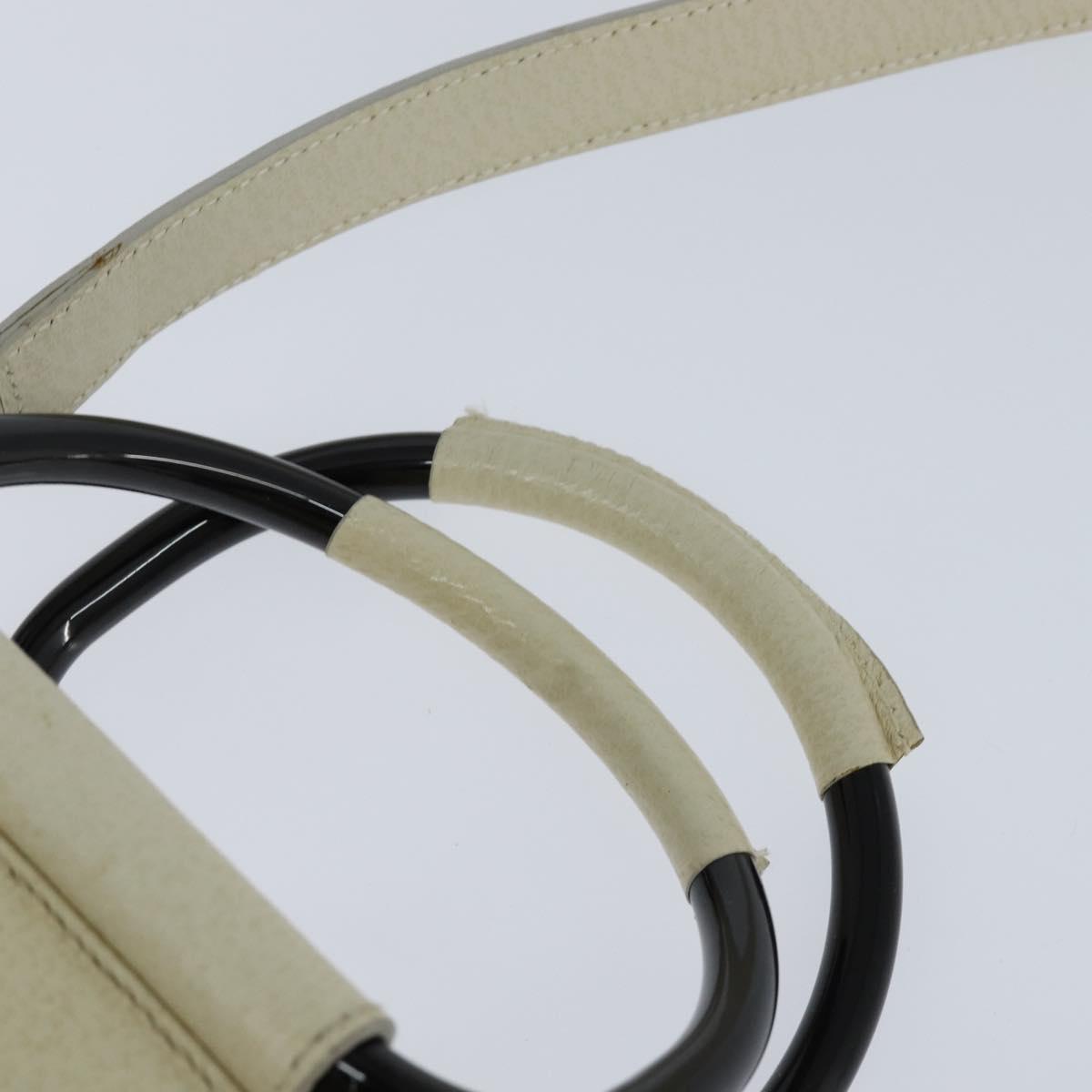 GUCCI Hand Bag Leather 2way White Auth 148823