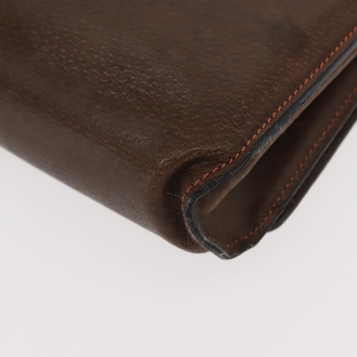 GUCCI Web Sherry Line Chain Shoulder Bag Leather Vintage Brown Gold Auth 148829