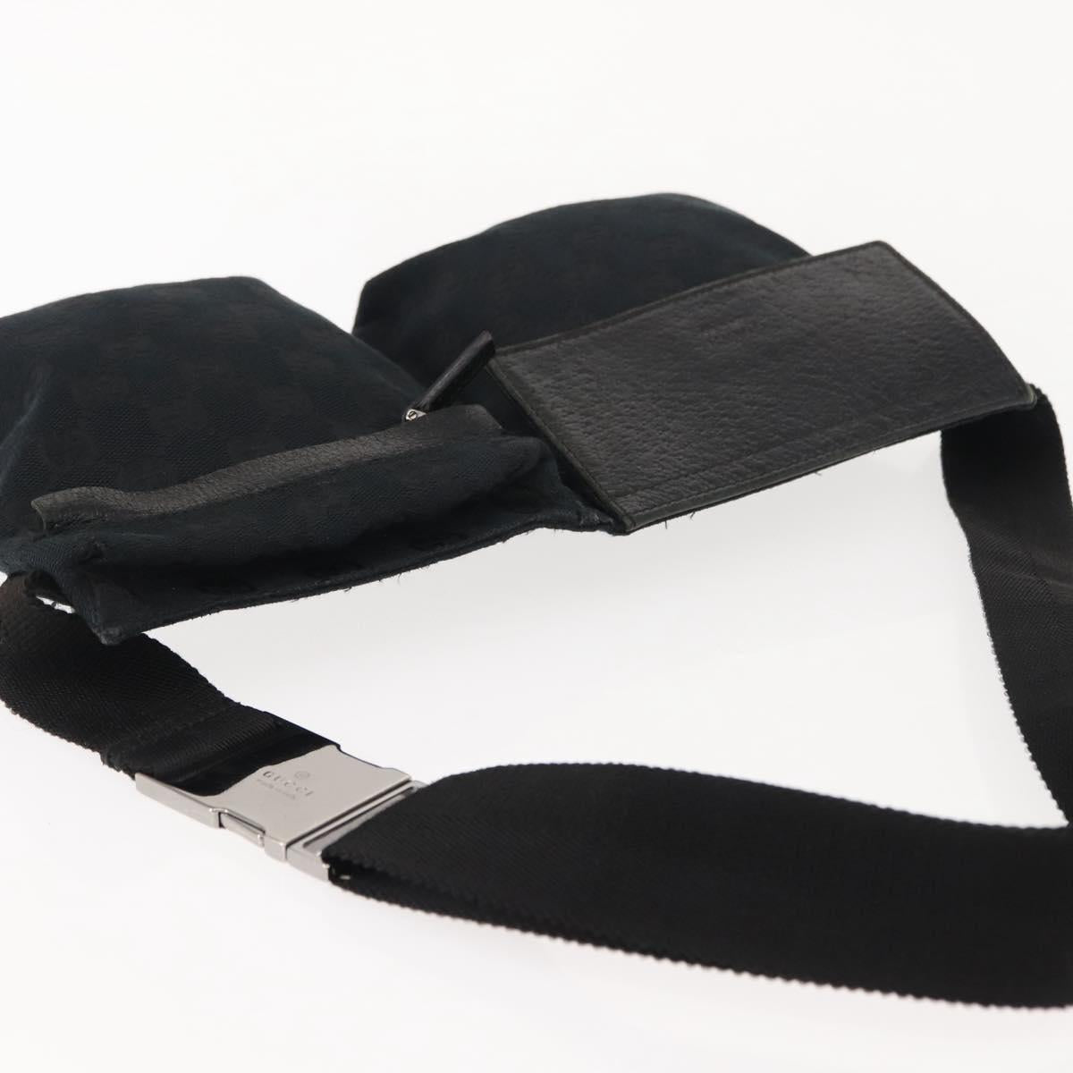 GUCCI GG Canvas Waist bag Black Silver 28566 Auth 148834