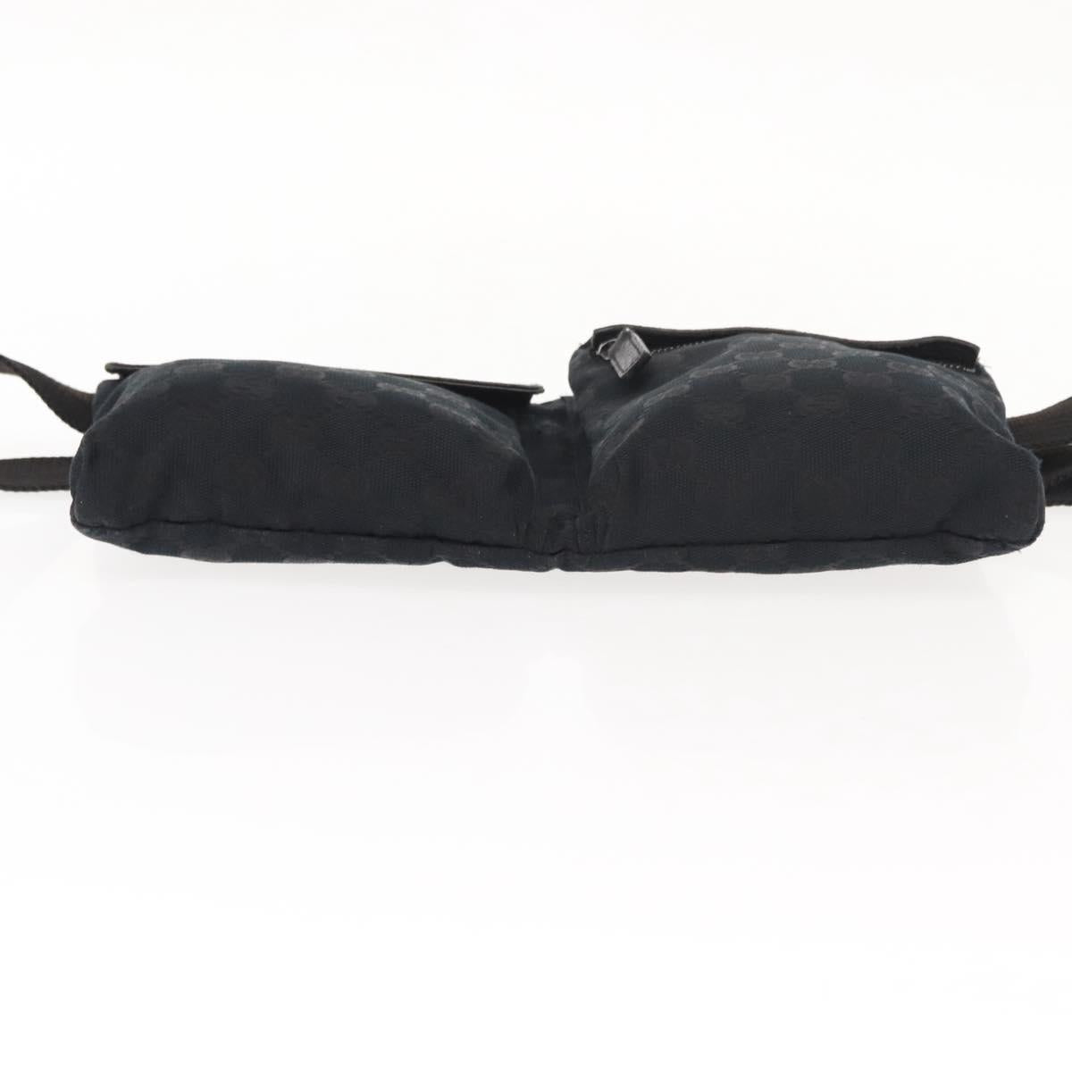 GUCCI GG Canvas Waist bag Black Silver 28566 Auth 148835