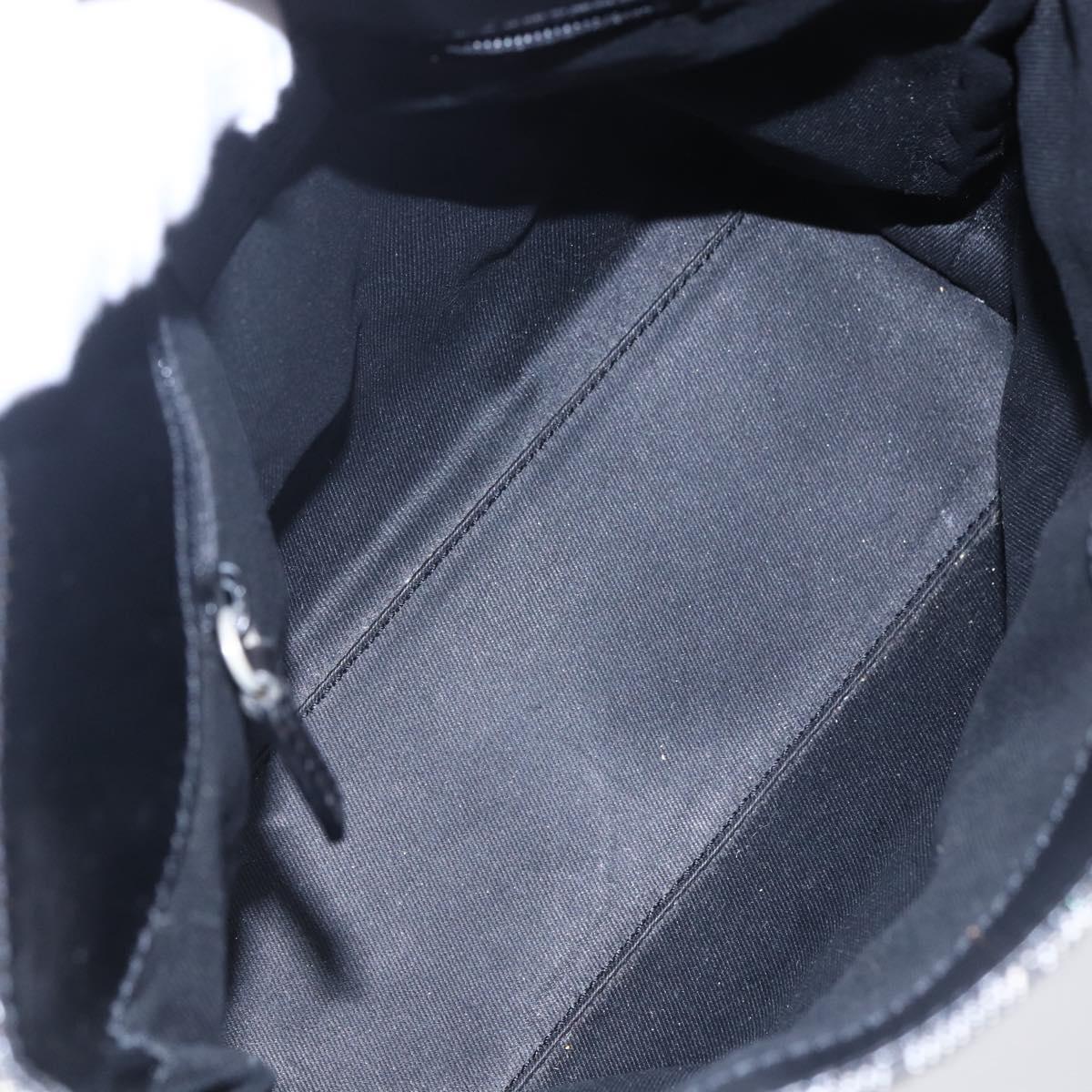 GUCCI GG Canvas Hand Bag Outlet Black Silver 105651 Auth 148837