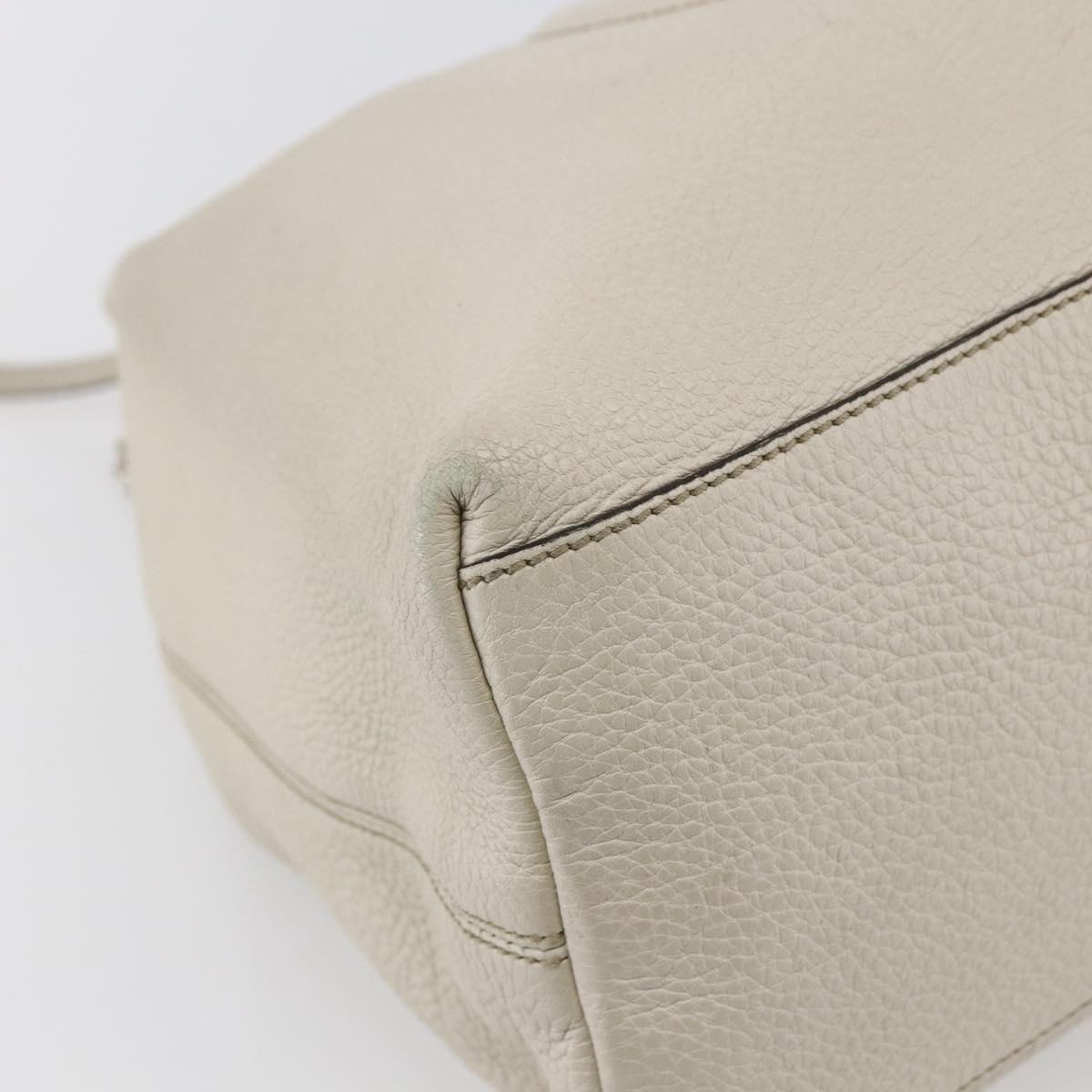 GUCCI Chain Soho Shoulder Bag Leather White Gold 308982 Auth 148838