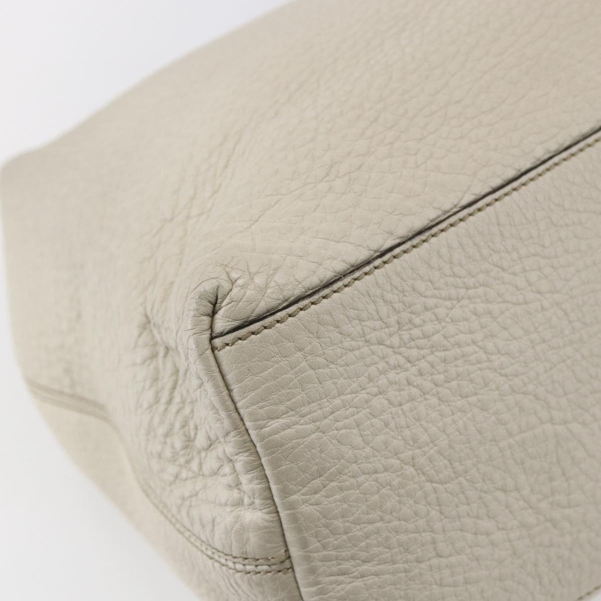 GUCCI Chain Soho Shoulder Bag Leather White Gold 308982 Auth 148838