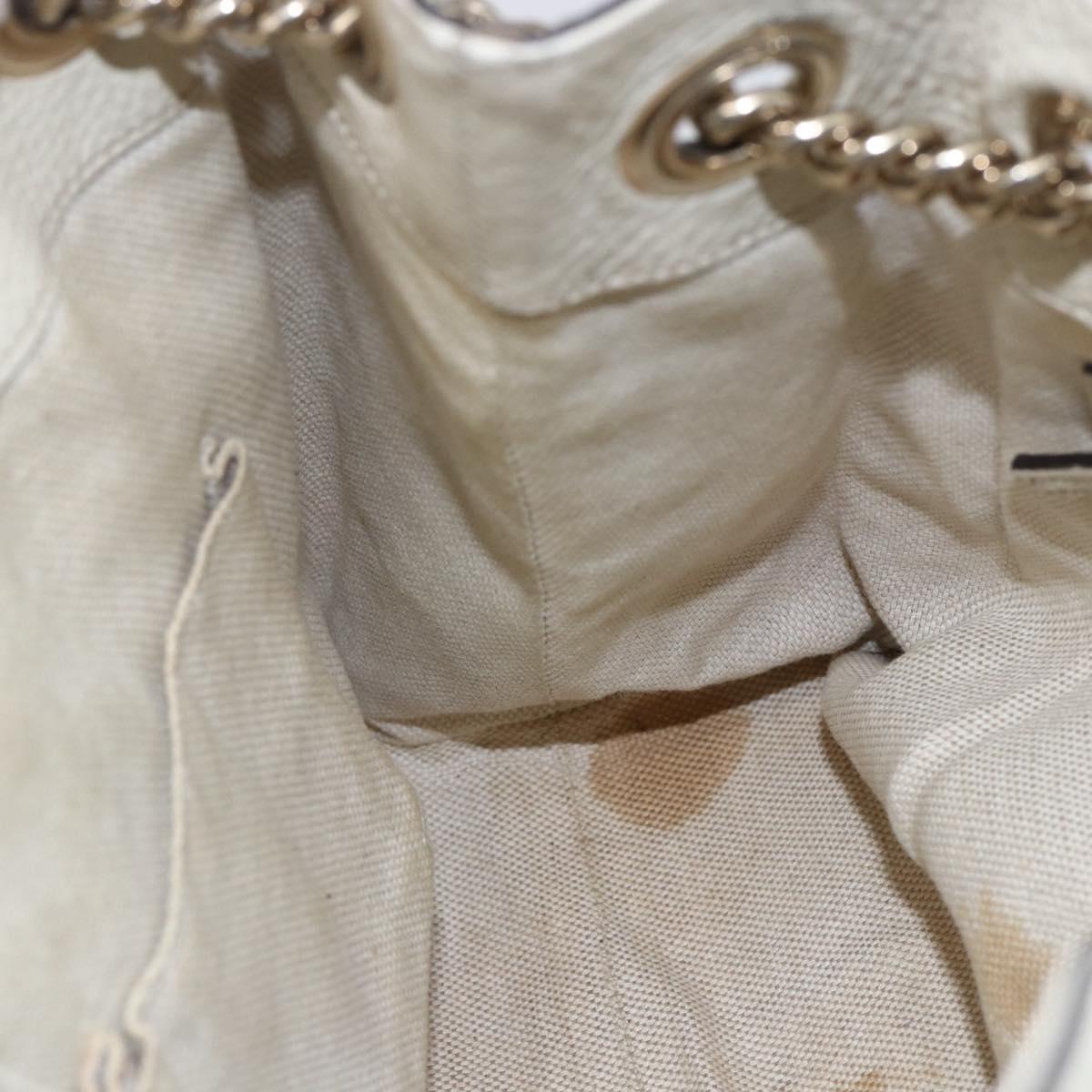 GUCCI Chain Soho Shoulder Bag Leather White Gold 308982 Auth 148838