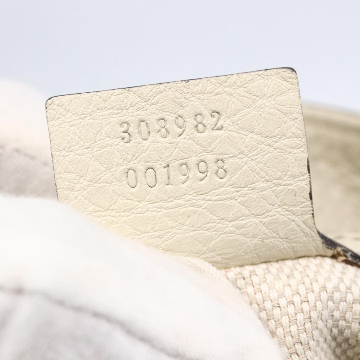 GUCCI Chain Soho Shoulder Bag Leather White Gold 308982 Auth 148838