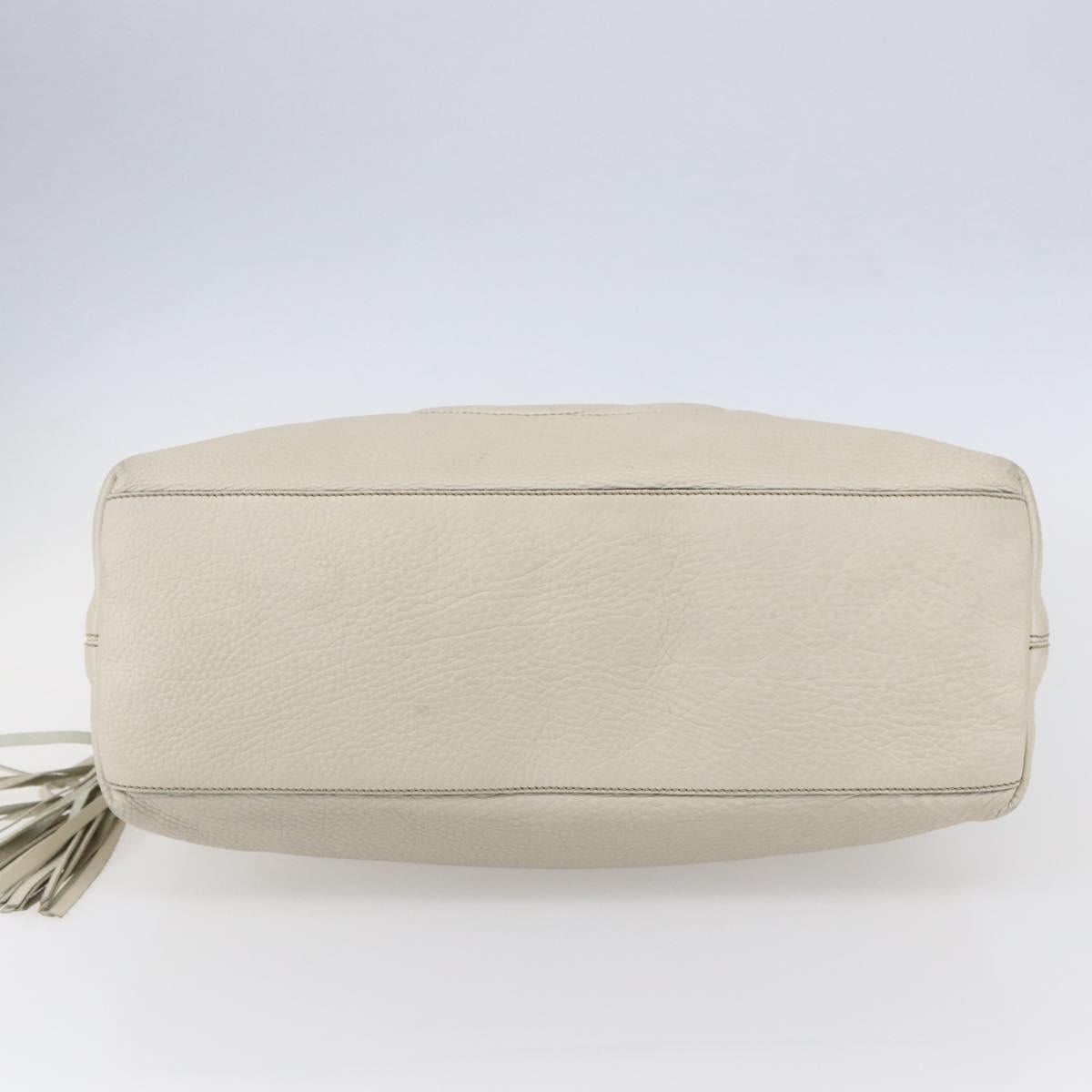 GUCCI Chain Soho Shoulder Bag Leather White Gold 308982 Auth 148838