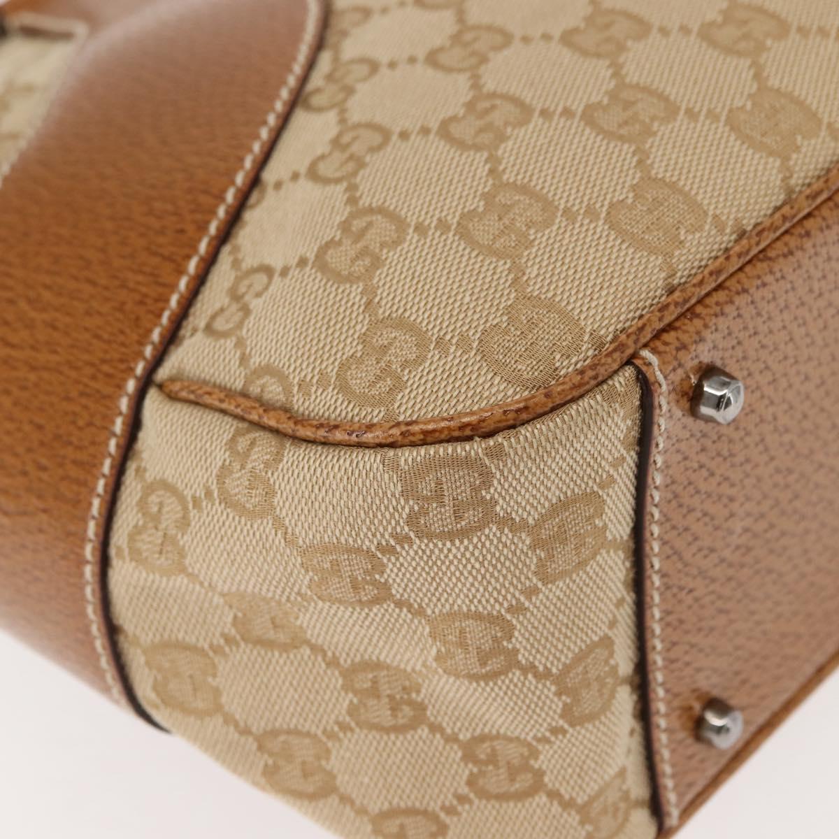GUCCI GG Canvas Tote Bag Beige Silver 113011 Auth 148839V