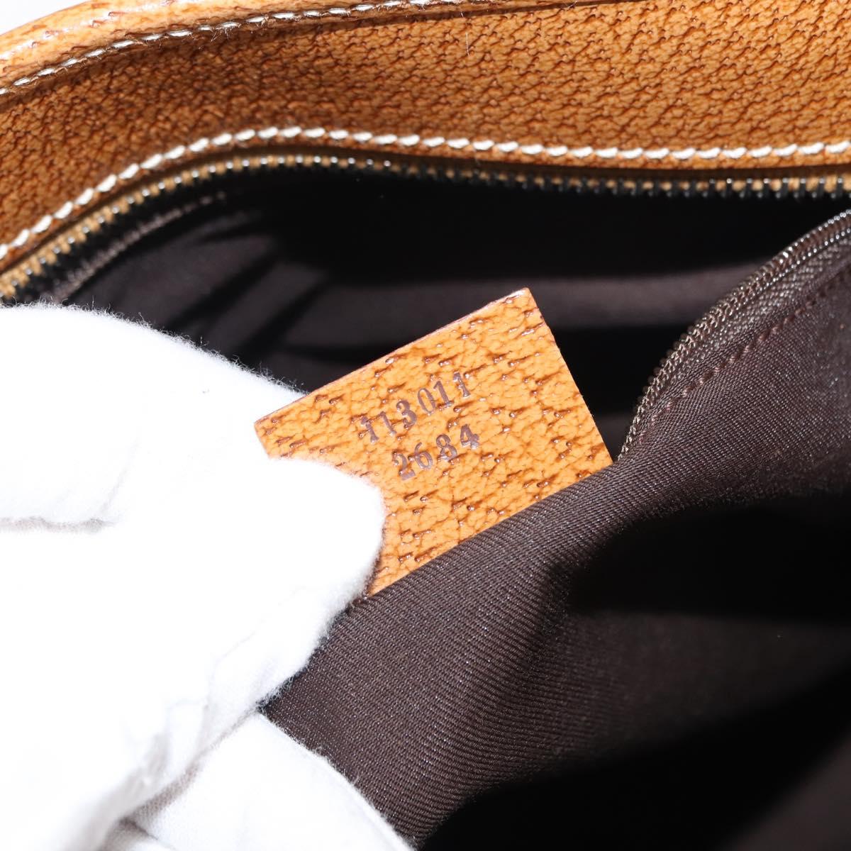 GUCCI GG Canvas Tote Bag Beige Silver 113011 Auth 148839V