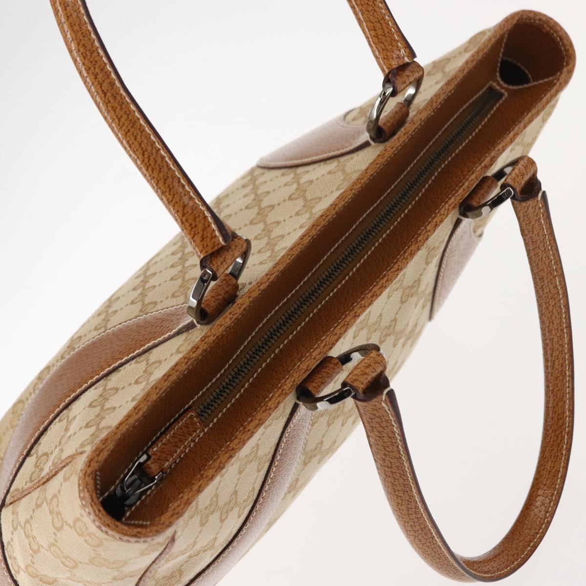 GUCCI GG Canvas Tote Bag Beige Silver 113011 Auth 148839V