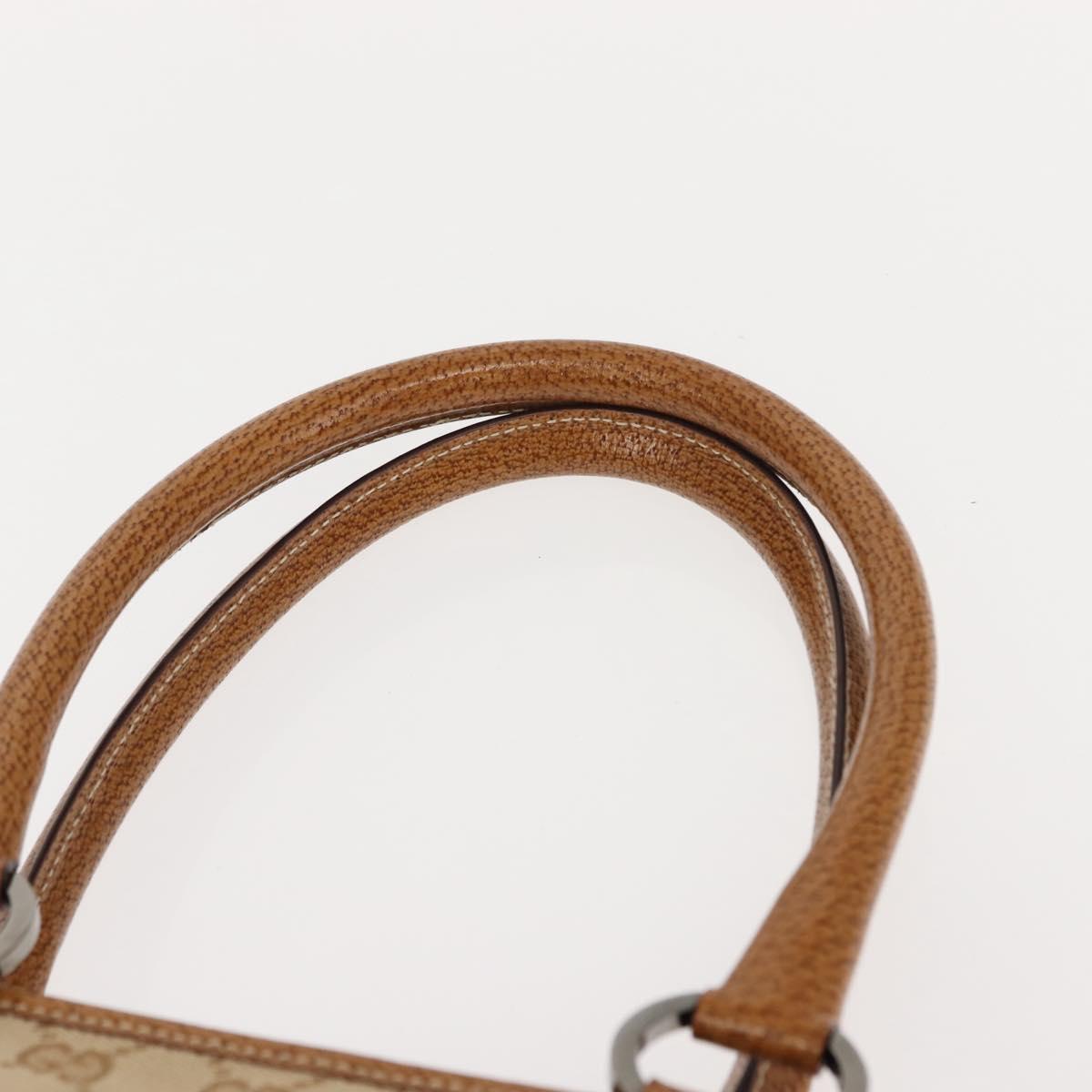 GUCCI GG Canvas Tote Bag Beige Silver 113011 Auth 148839V