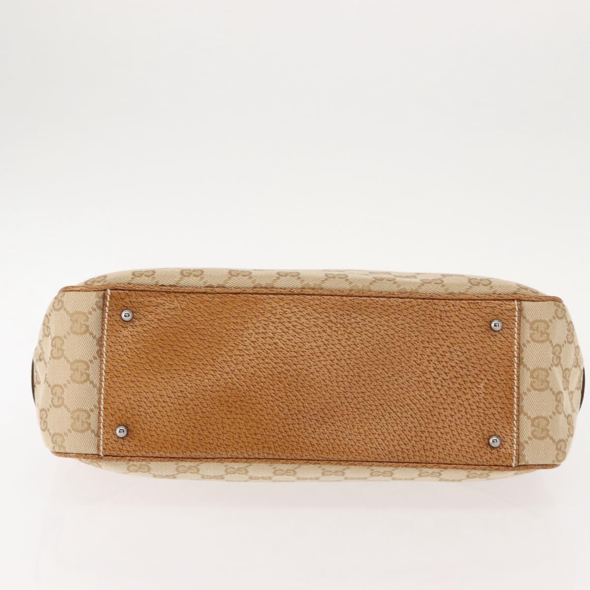 GUCCI GG Canvas Tote Bag Beige Silver 113011 Auth 148839V