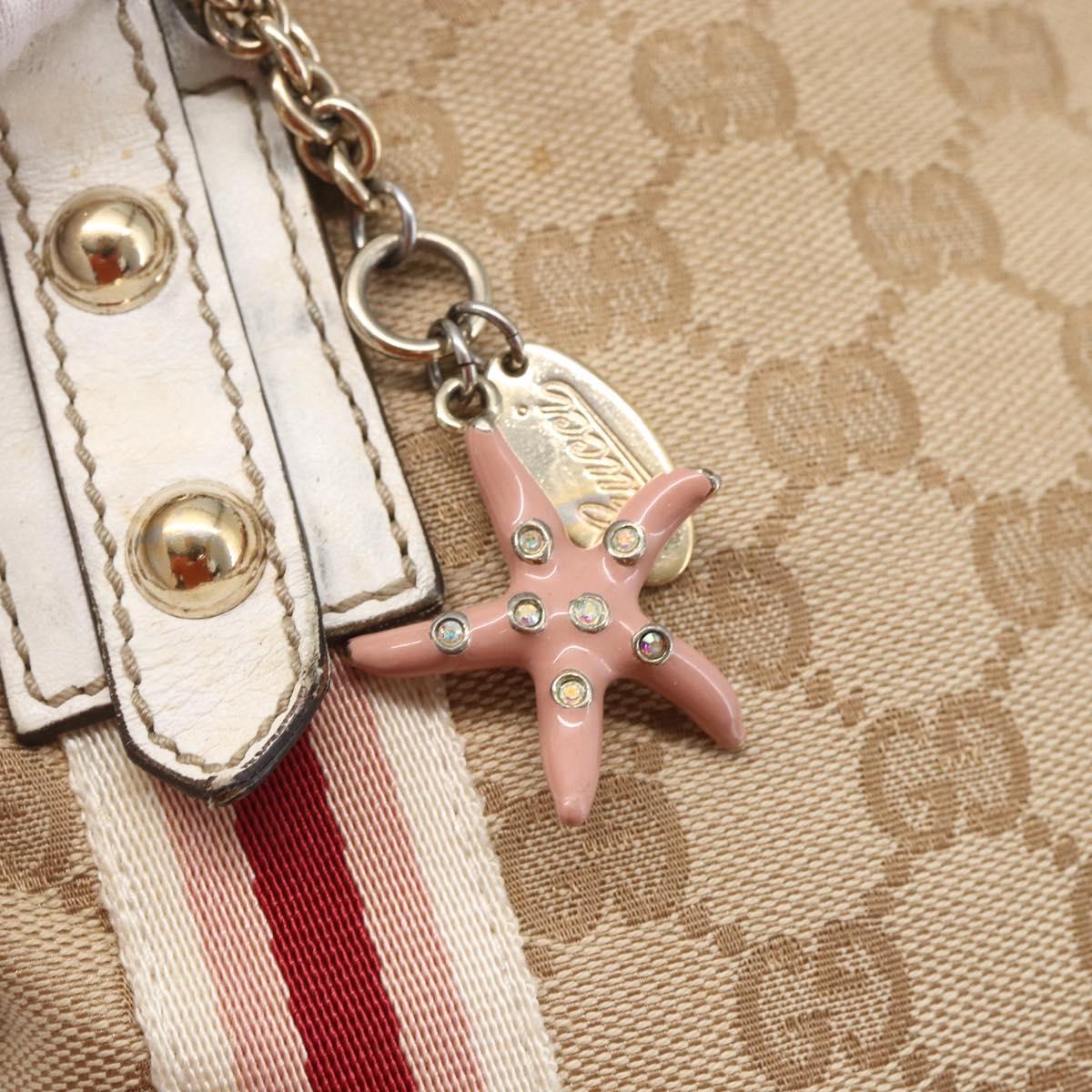 GUCCI GG Canvas Sherry Line Shoulder Bag Beige Gold 144388 Auth 148841