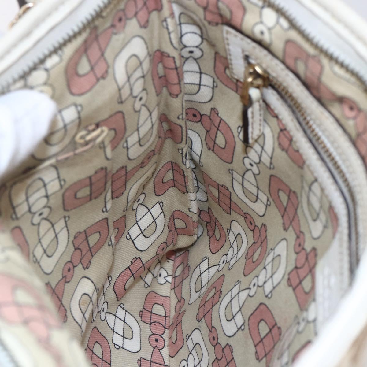 GUCCI GG Canvas Sherry Line Shoulder Bag Beige Gold 144388 Auth 148841