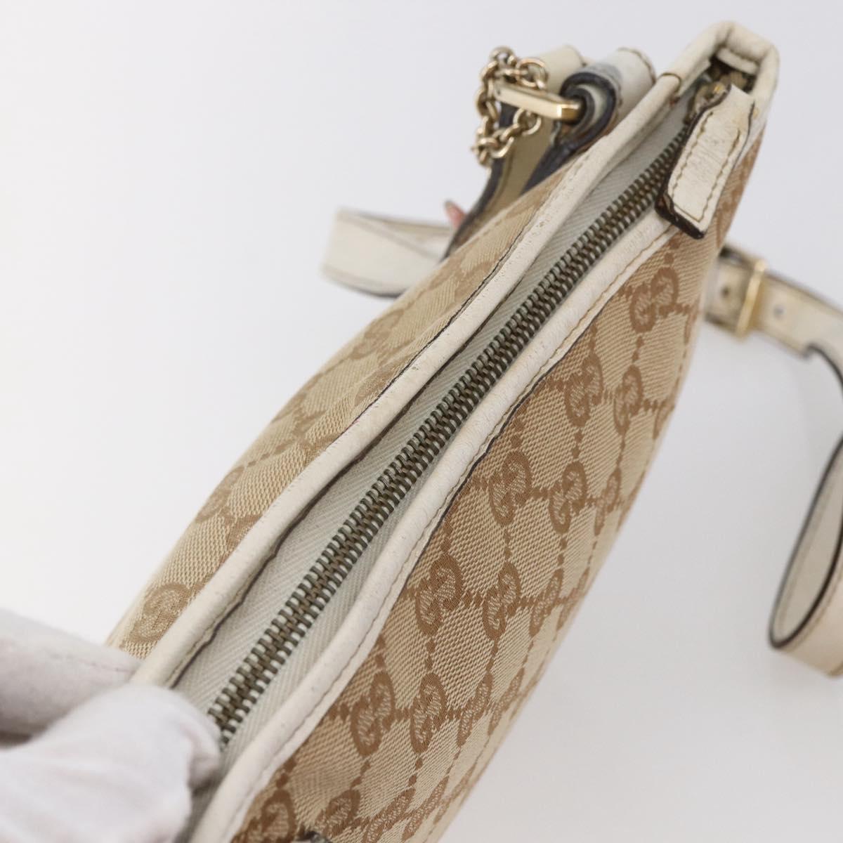 GUCCI GG Canvas Sherry Line Shoulder Bag Beige Gold 144388 Auth 148841