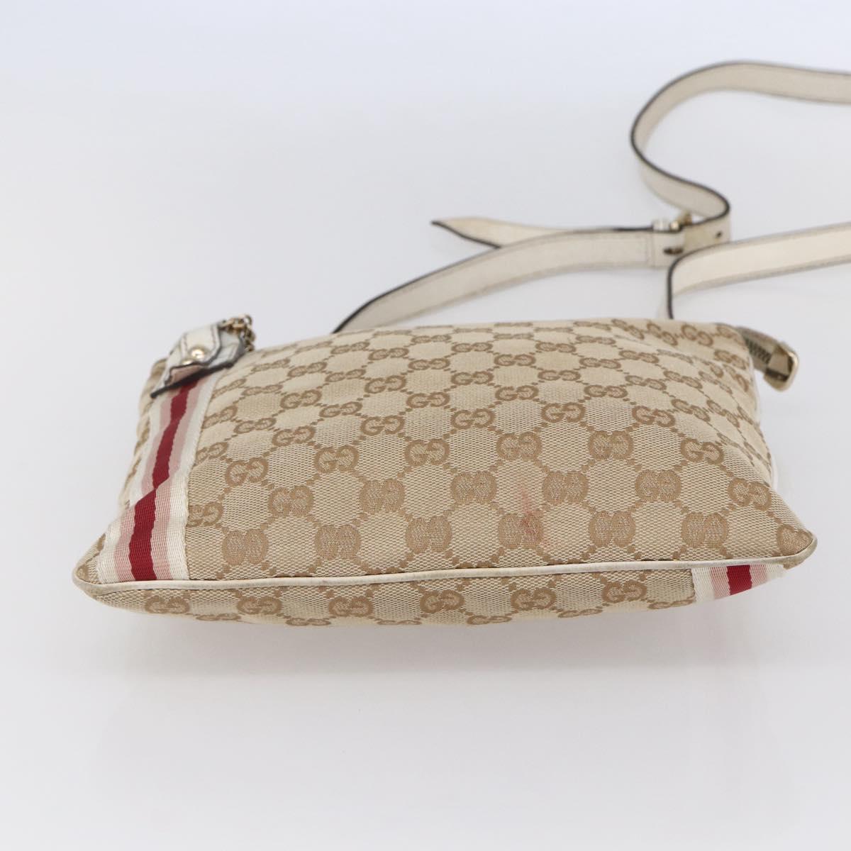 GUCCI GG Canvas Sherry Line Shoulder Bag Beige Gold 144388 Auth 148841
