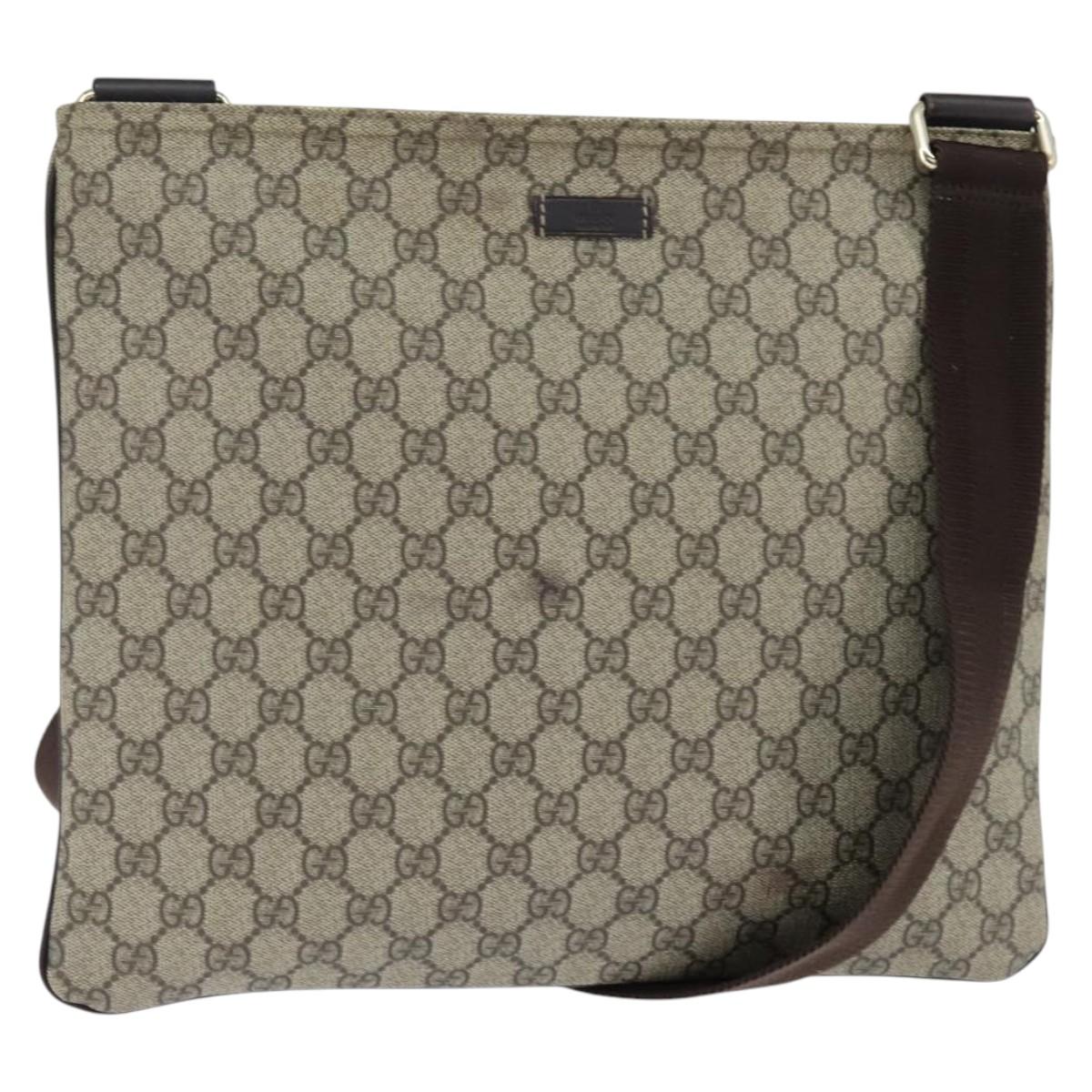GUCCI GG Supreme Shoulder Bag PVC Beige Gold 201446 Auth 148846