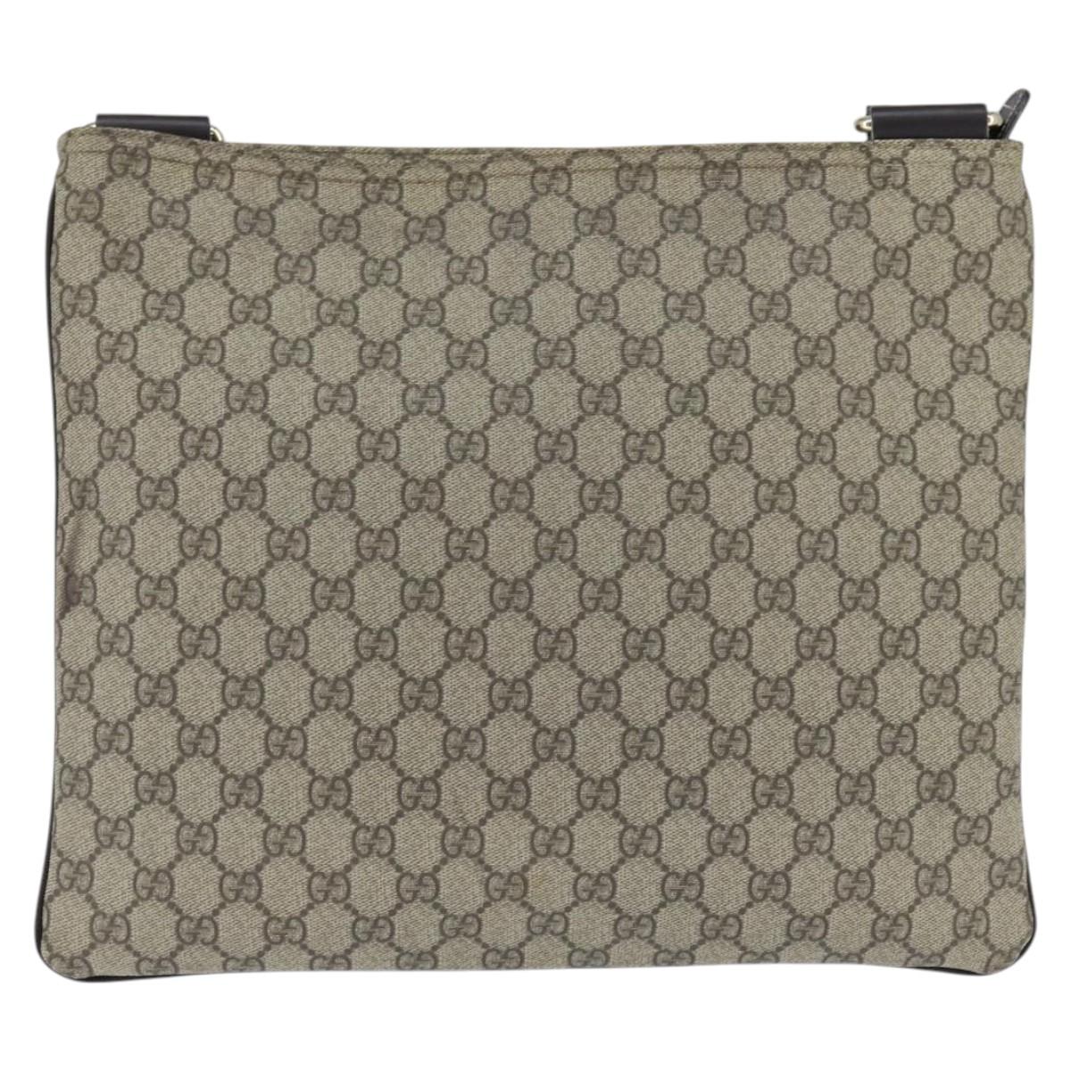 GUCCI GG Supreme Shoulder Bag PVC Beige Gold 201446 Auth 148846