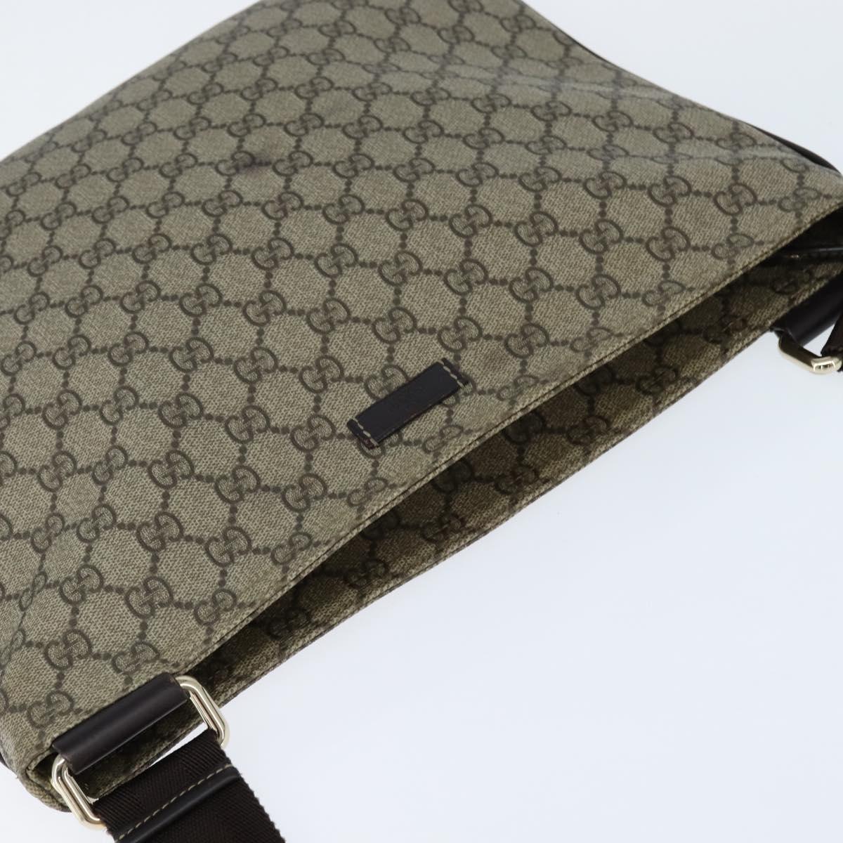 GUCCI GG Supreme Shoulder Bag PVC Beige Gold 201446 Auth 148846