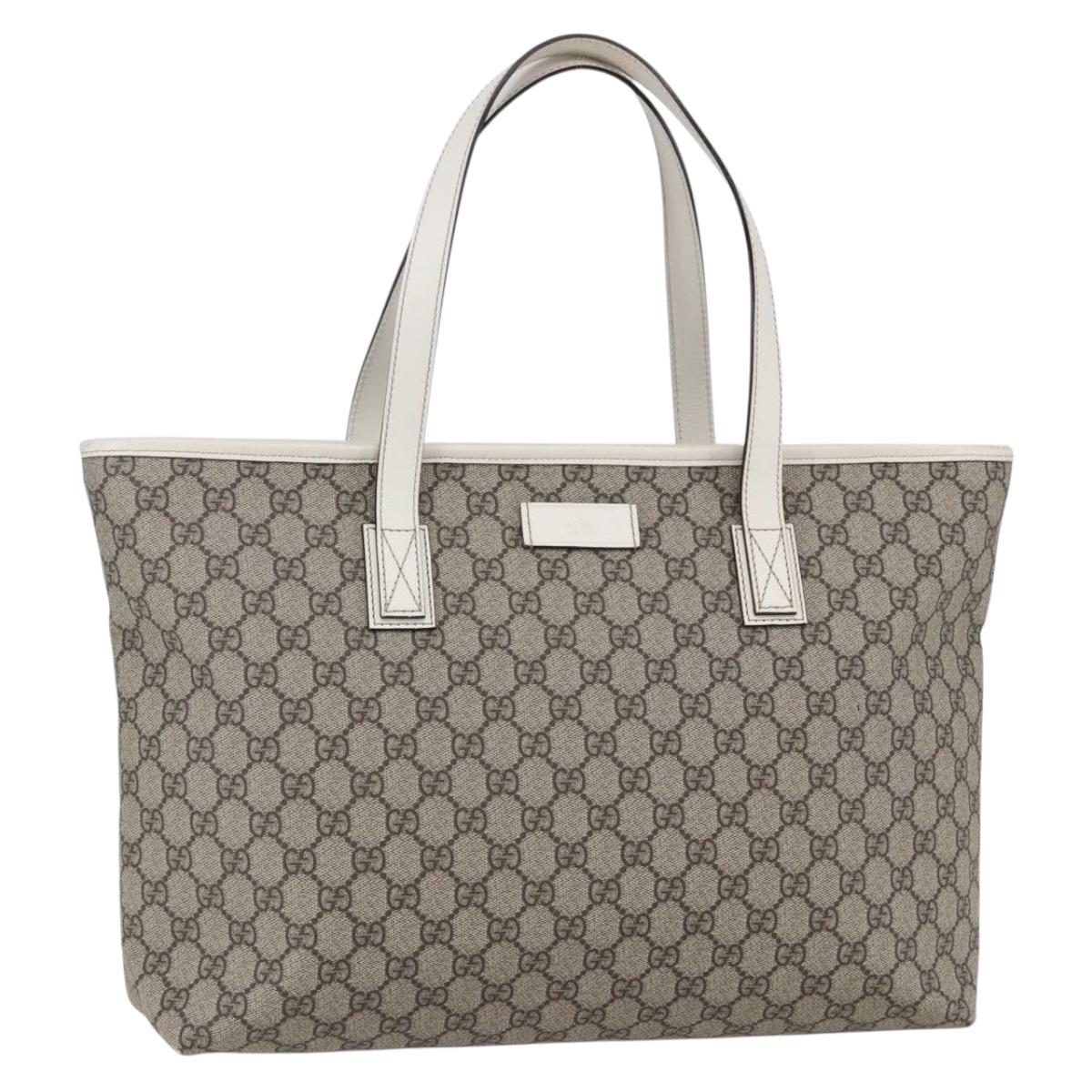 GUCCI GG Supreme Tote Bag PVC Beige 211137 Auth 148847