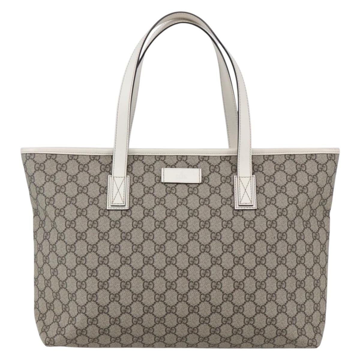 GUCCI GG Supreme Tote Bag PVC Beige 211137 Auth 148847
