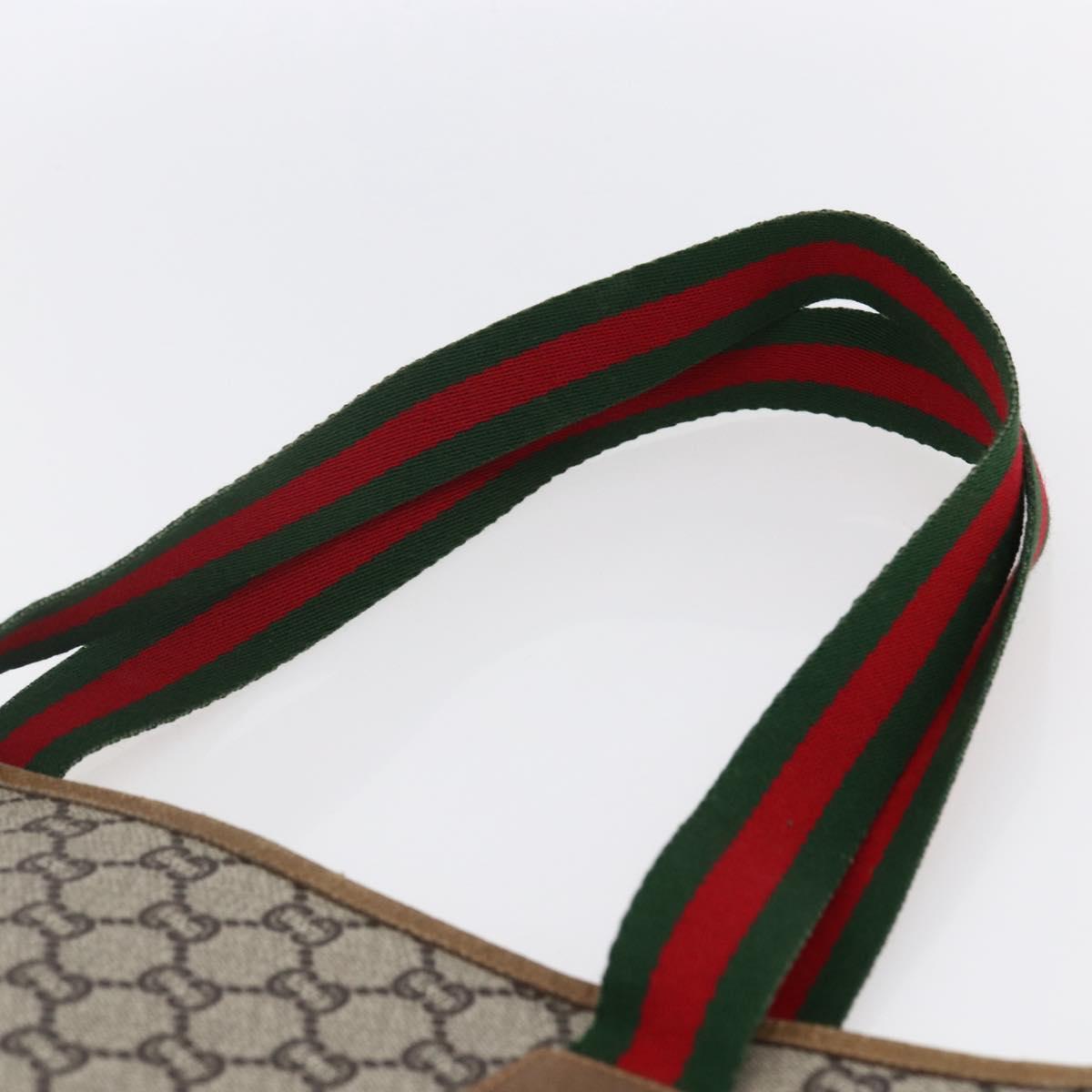 GUCCI GG Plus Supreme Web Sherry Line Tote Bag PVC Beige Red Green Auth 148852