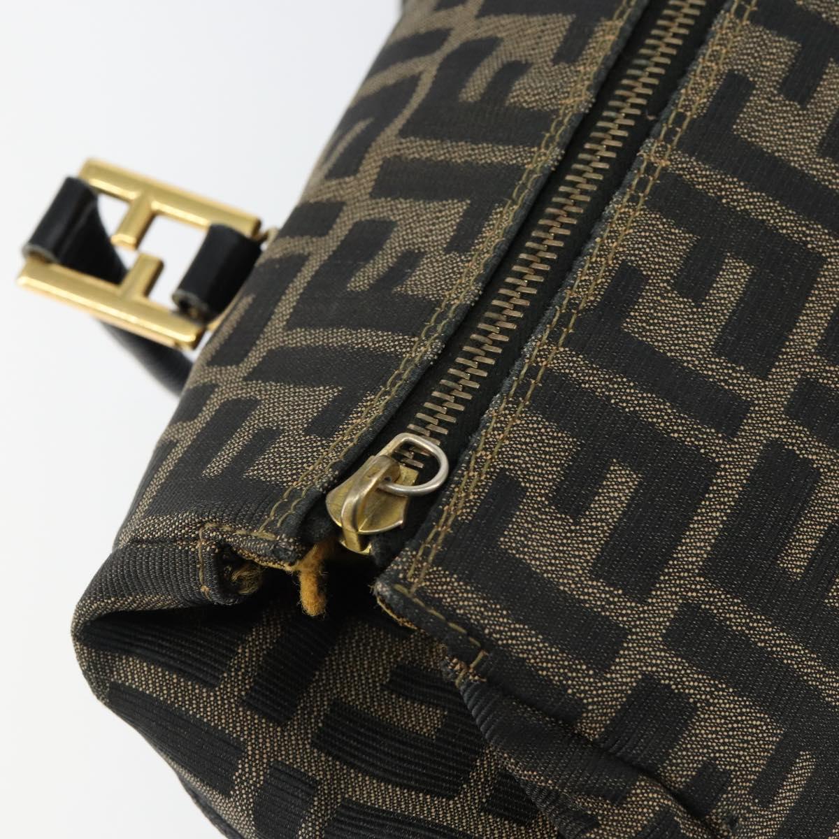 FENDI Zucca Canvas Hand Bag Black Brown Auth 148854