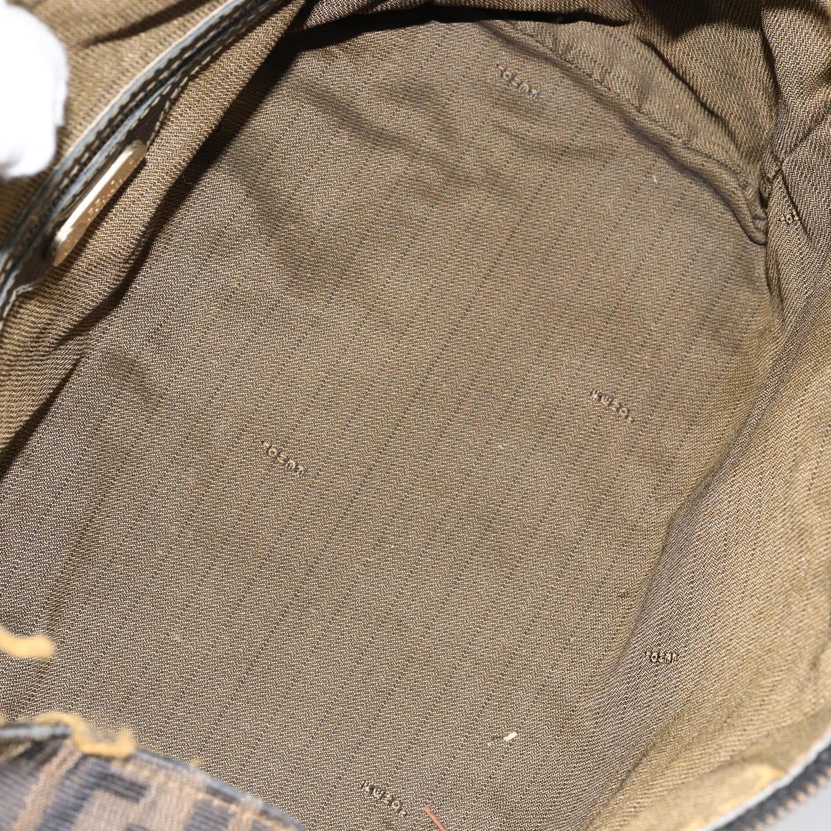 FENDI Zucca Canvas Hand Bag Black Brown Auth 148854