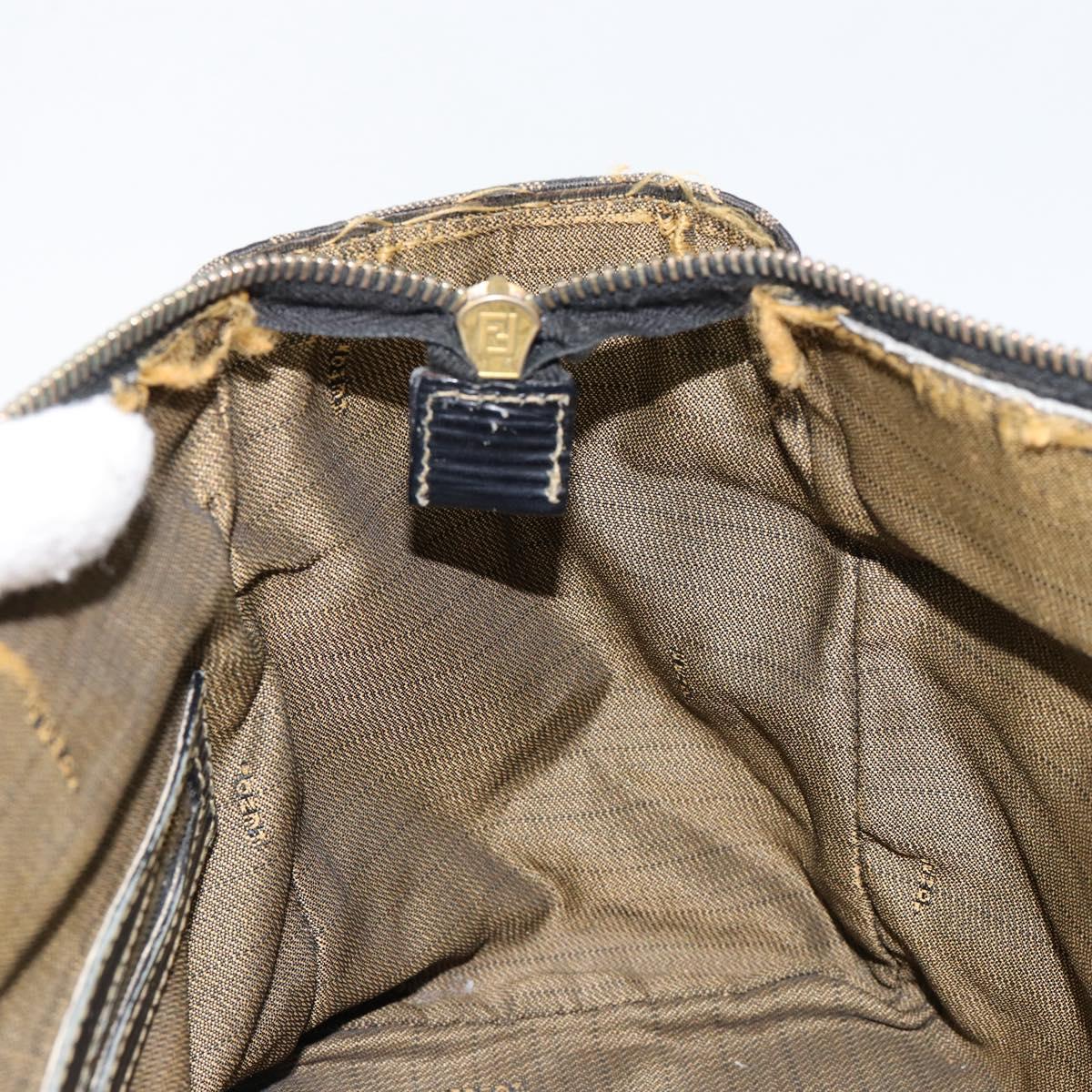 FENDI Zucca Canvas Hand Bag Black Brown Auth 148854