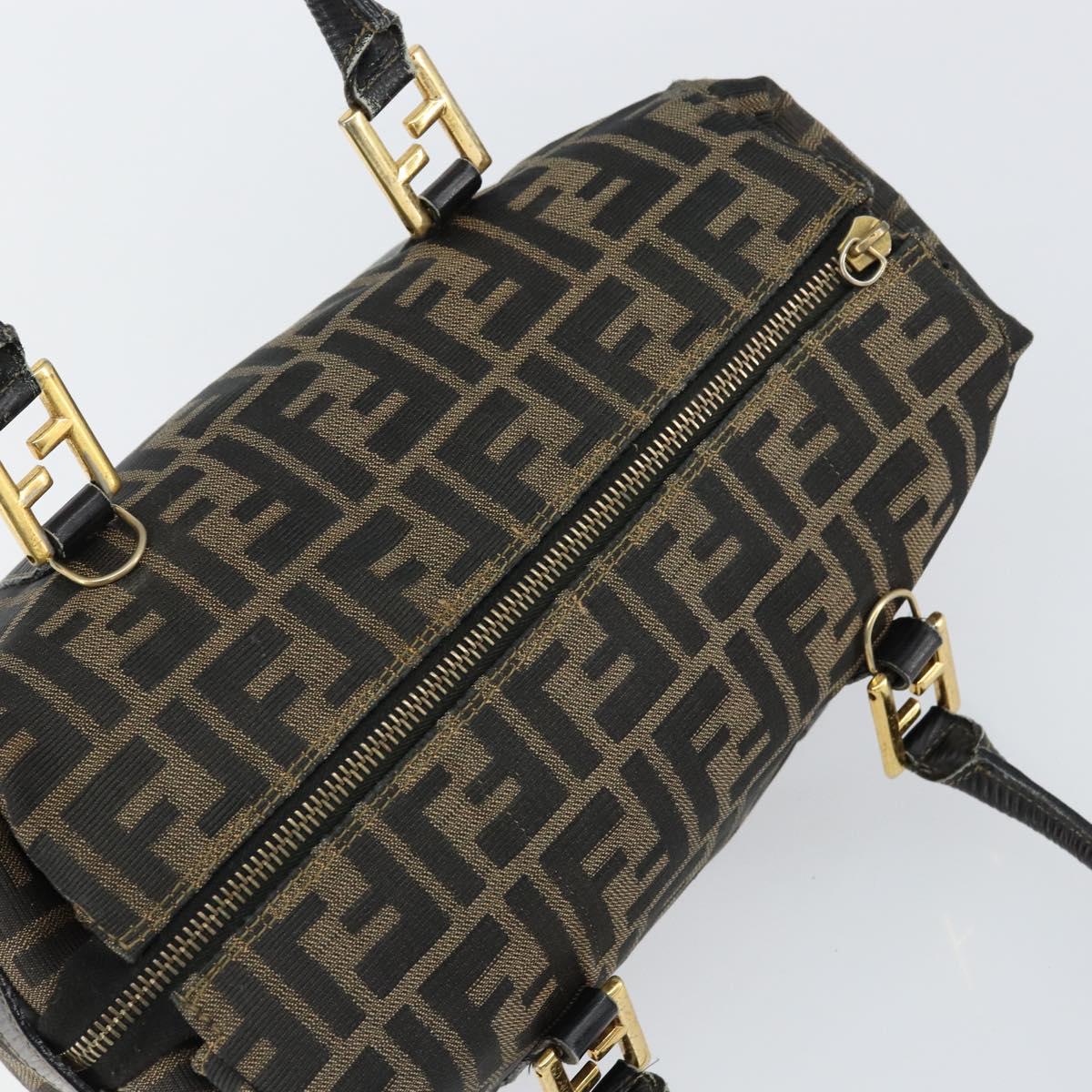 FENDI Zucca Canvas Hand Bag Black Brown Auth 148854