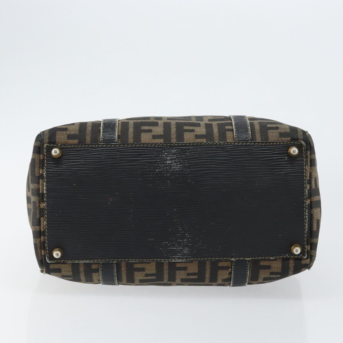 FENDI Zucca Canvas Hand Bag Black Brown Auth 148854