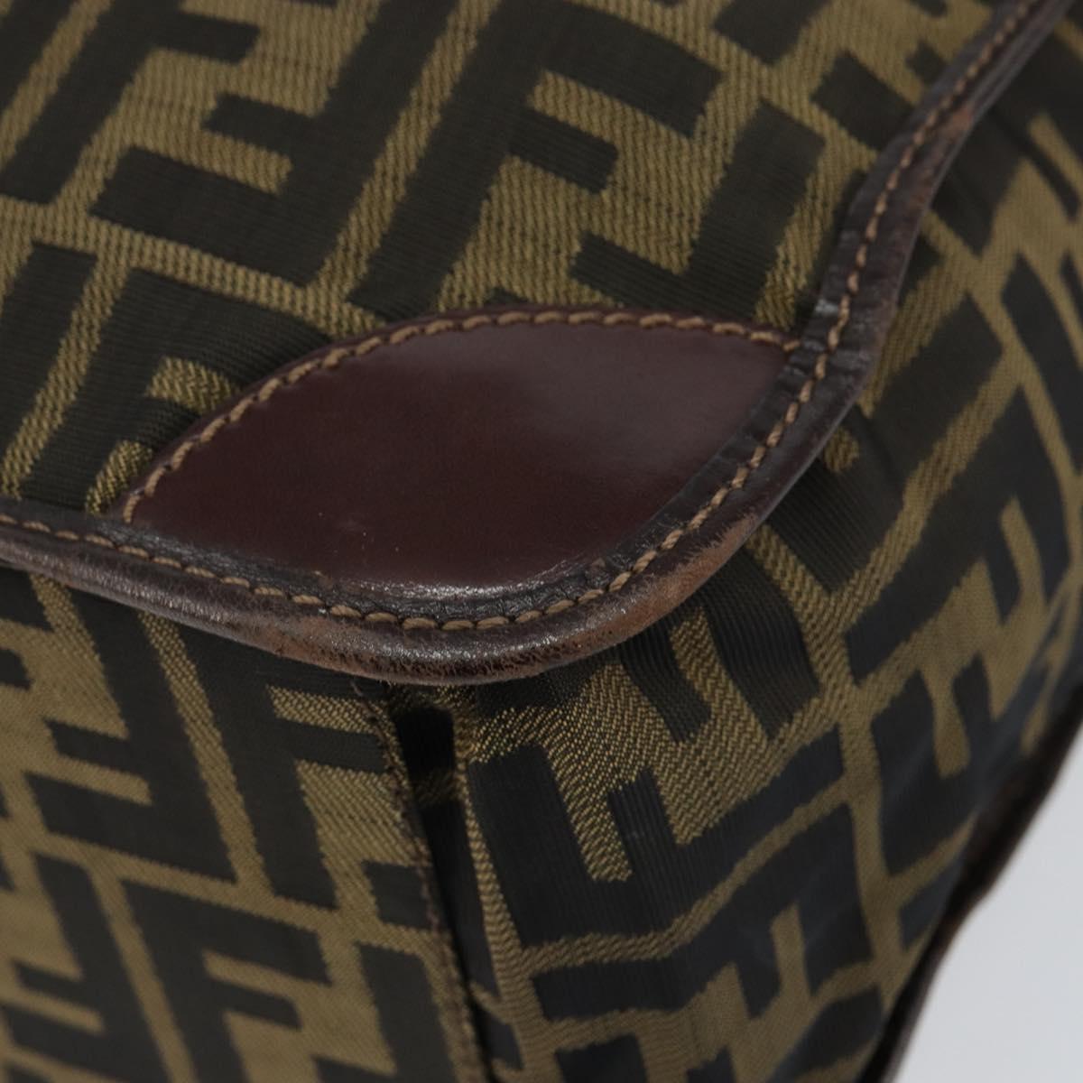 FENDI Zucca Canvas Hand Bag Black Brown Auth 148855