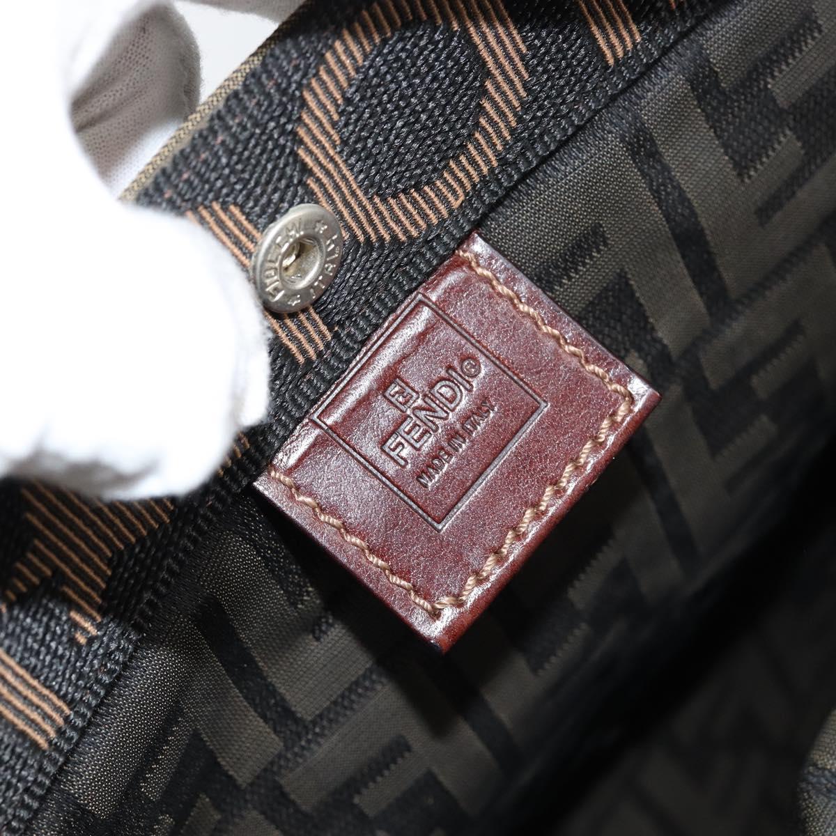 FENDI Zucca Canvas Hand Bag Black Brown Auth 148855